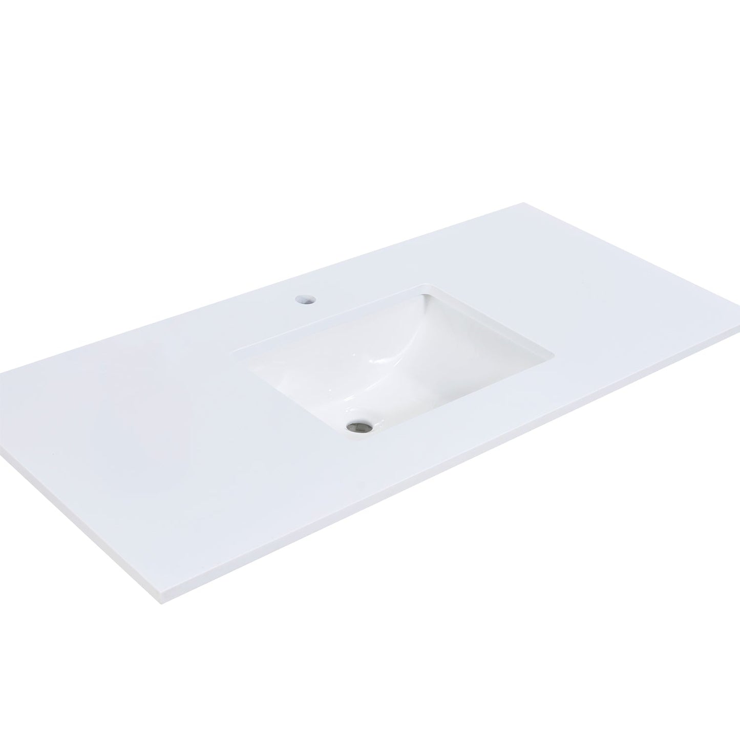 49" Composite Stone Vanity Top in Snow White with White Sink
