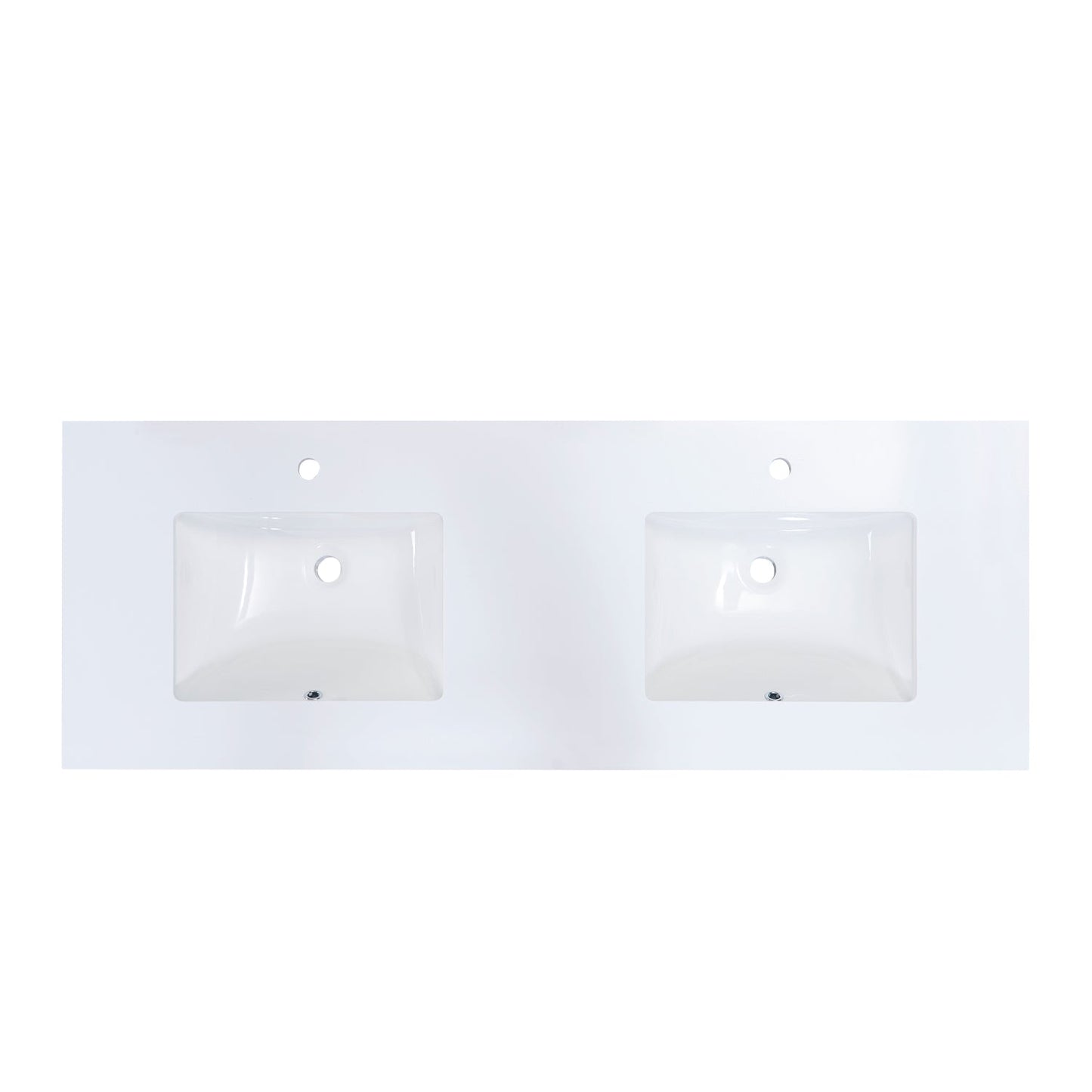 60" Composite Stone Vanity Top in Snow White with White Sink