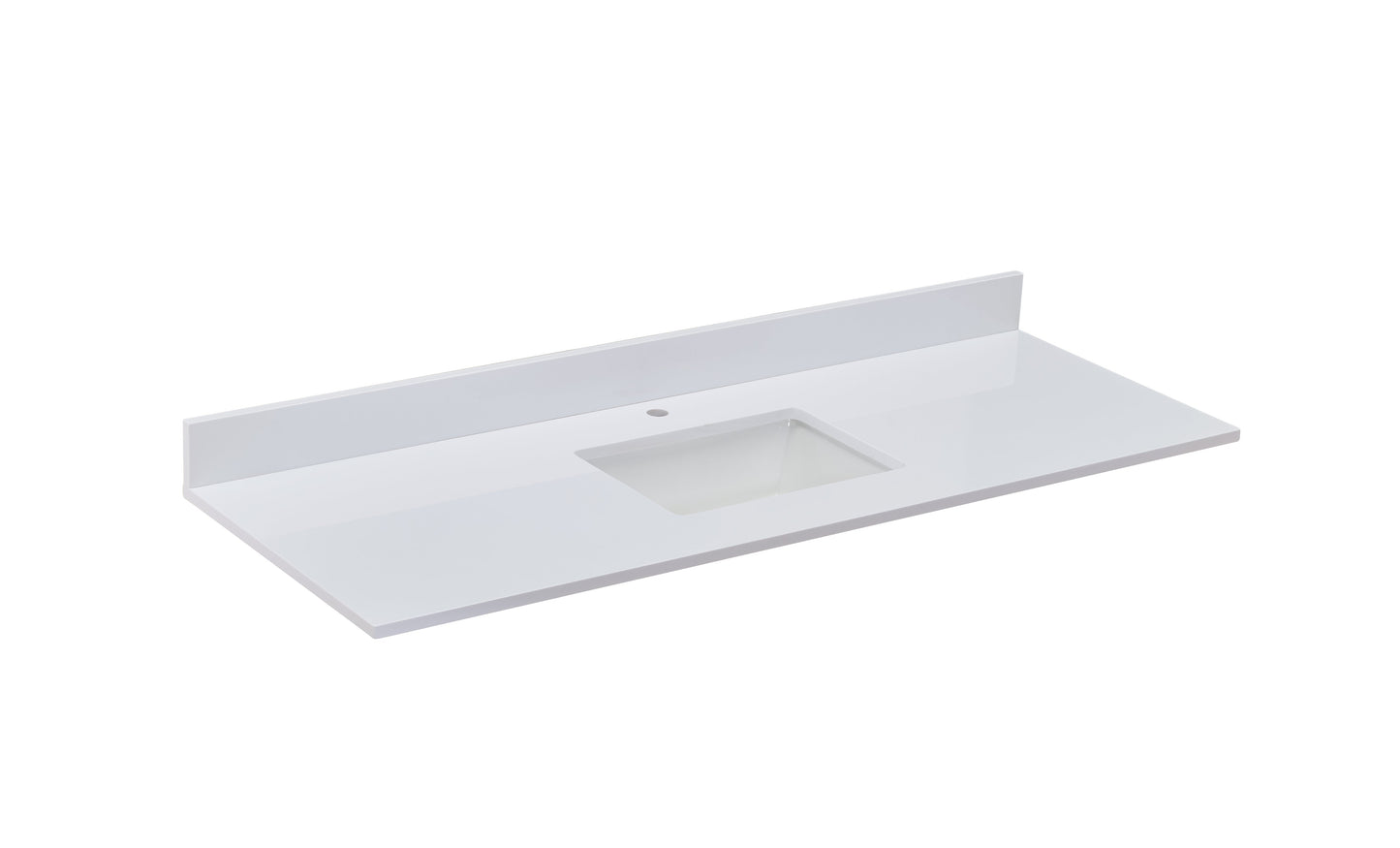 61" Composite Stone Vanity Top in Milano White with White Sink