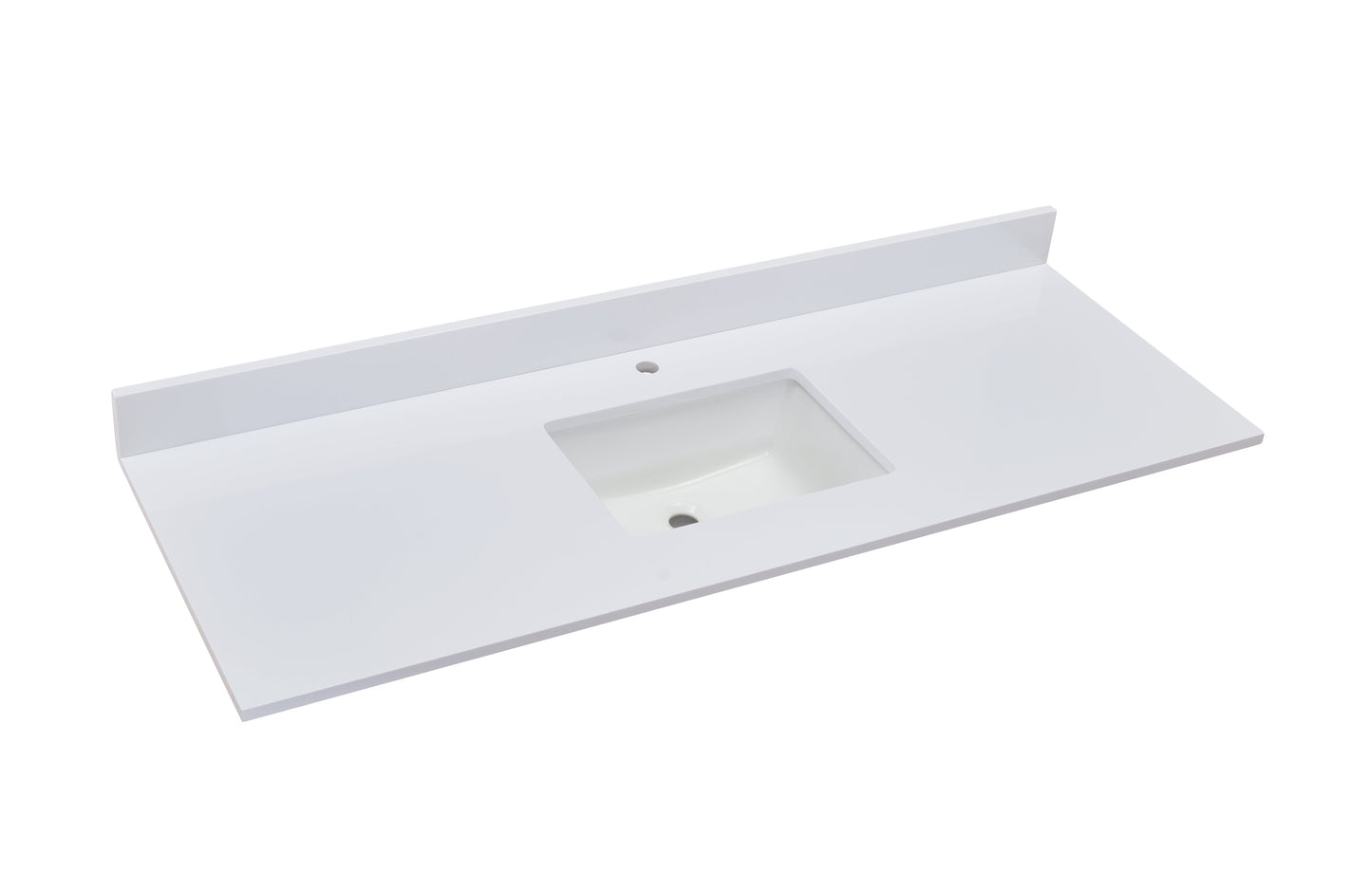 61" Composite Stone Vanity Top in Milano White with White Sink
