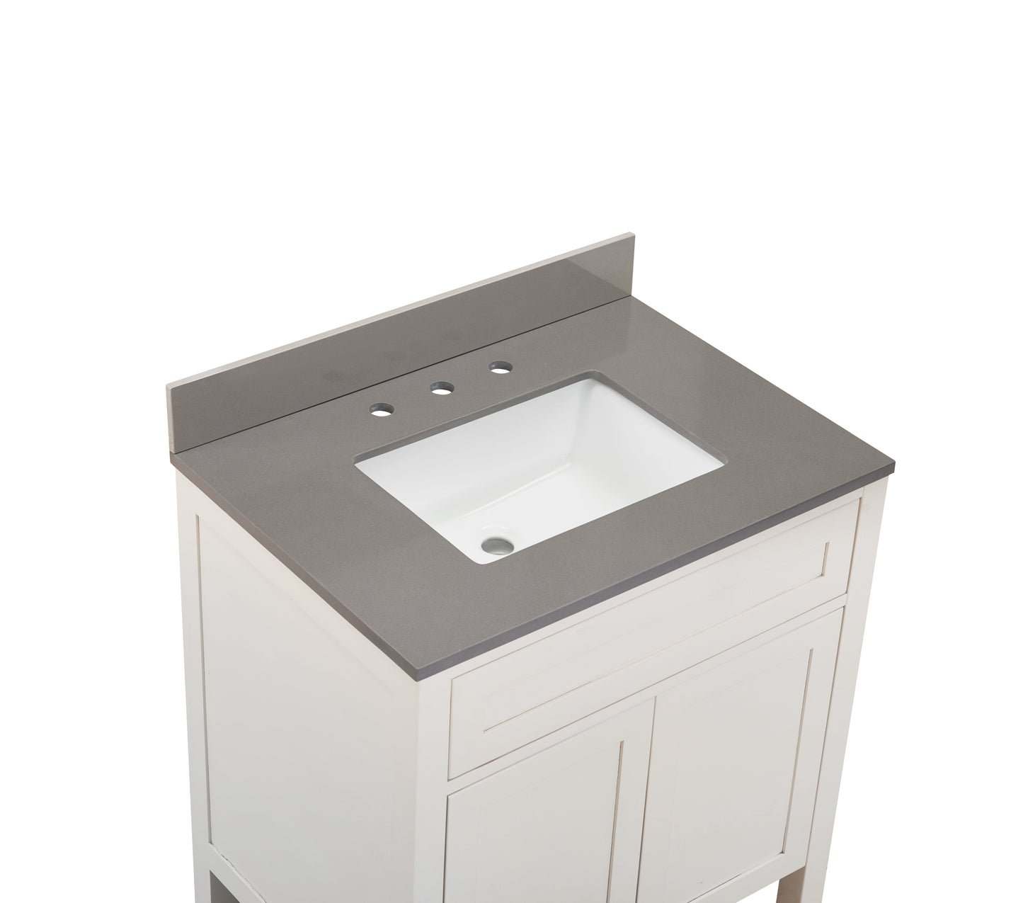 31" Composite Stone Vanity Top In Concrete Grey with White Sink