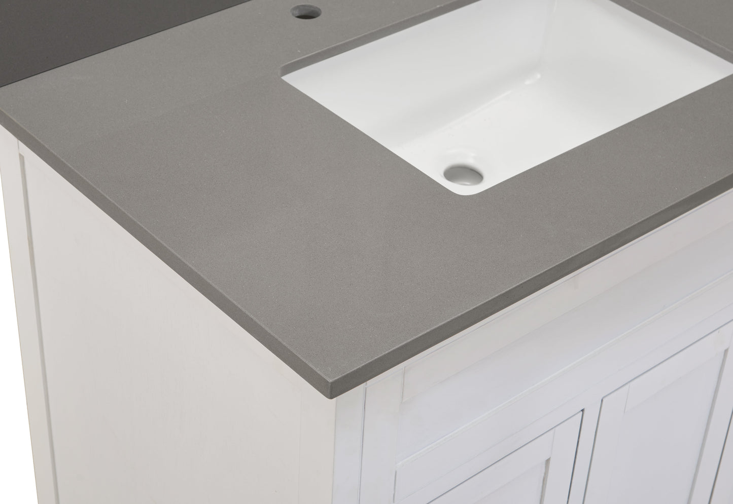 37" Composite Stone Vanity Top in Concrete Grey with White Sink