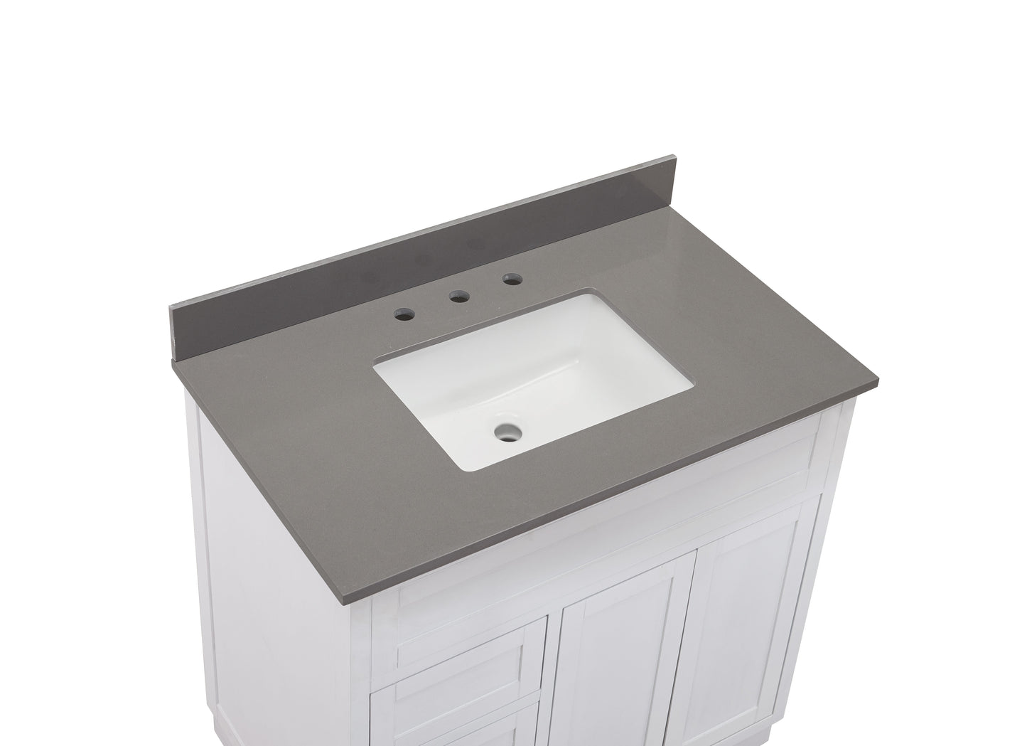 37" Composite Stone Vanity Top in Concrete Grey with White Sink