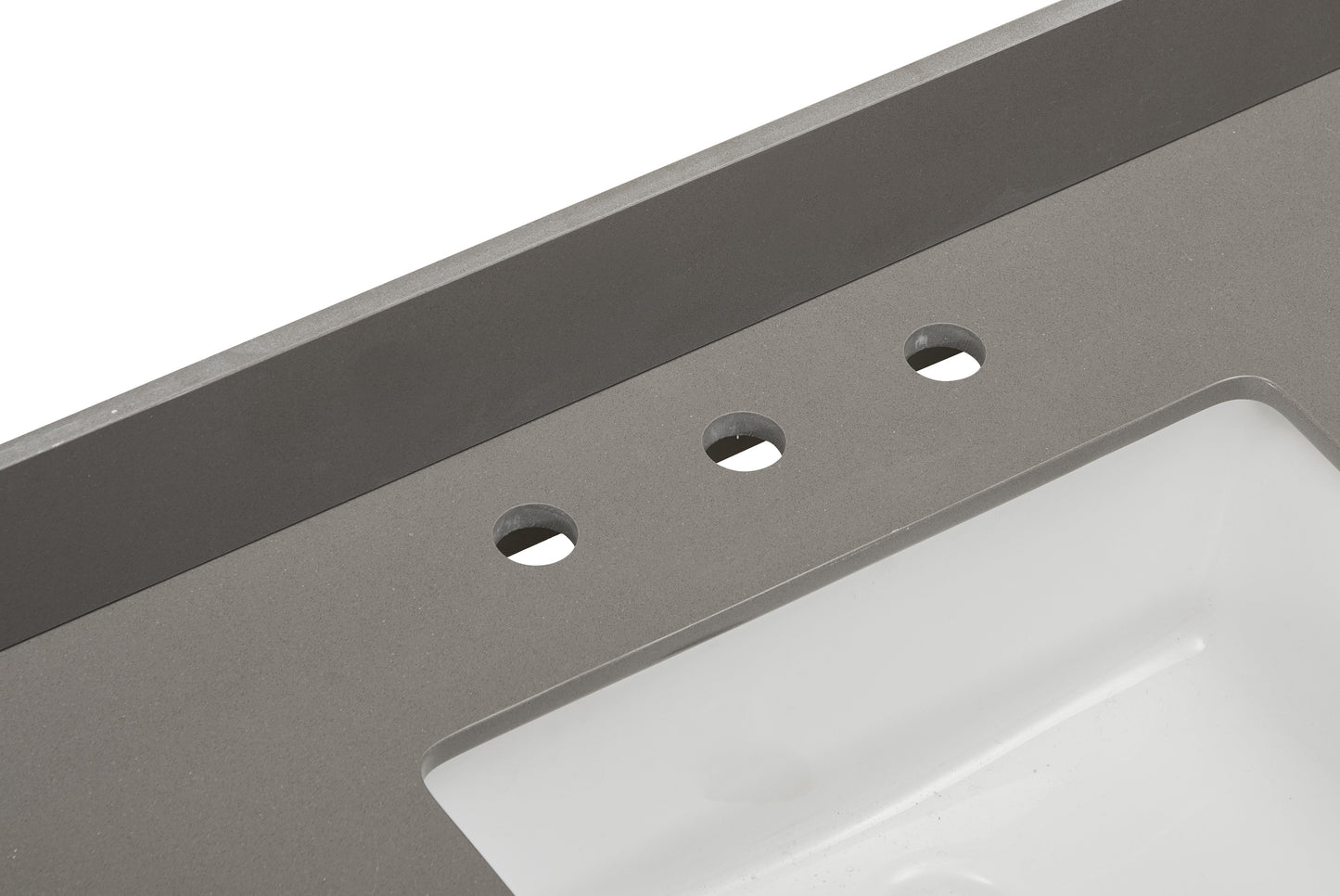 37" Composite Stone Vanity Top in Concrete Grey with White Sink