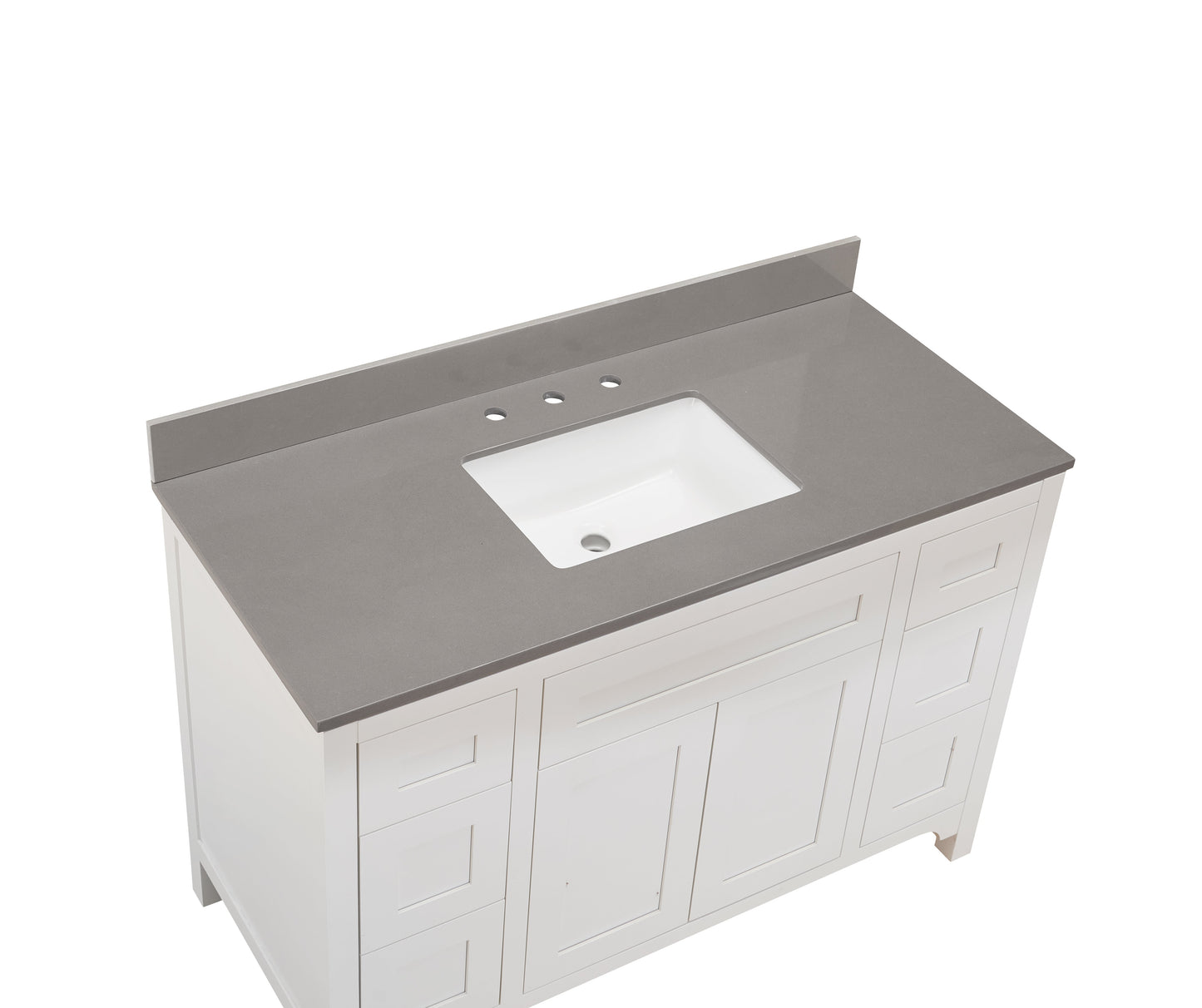 49" Composite Stone Vanity Top in Concerete Grey with White Sink
