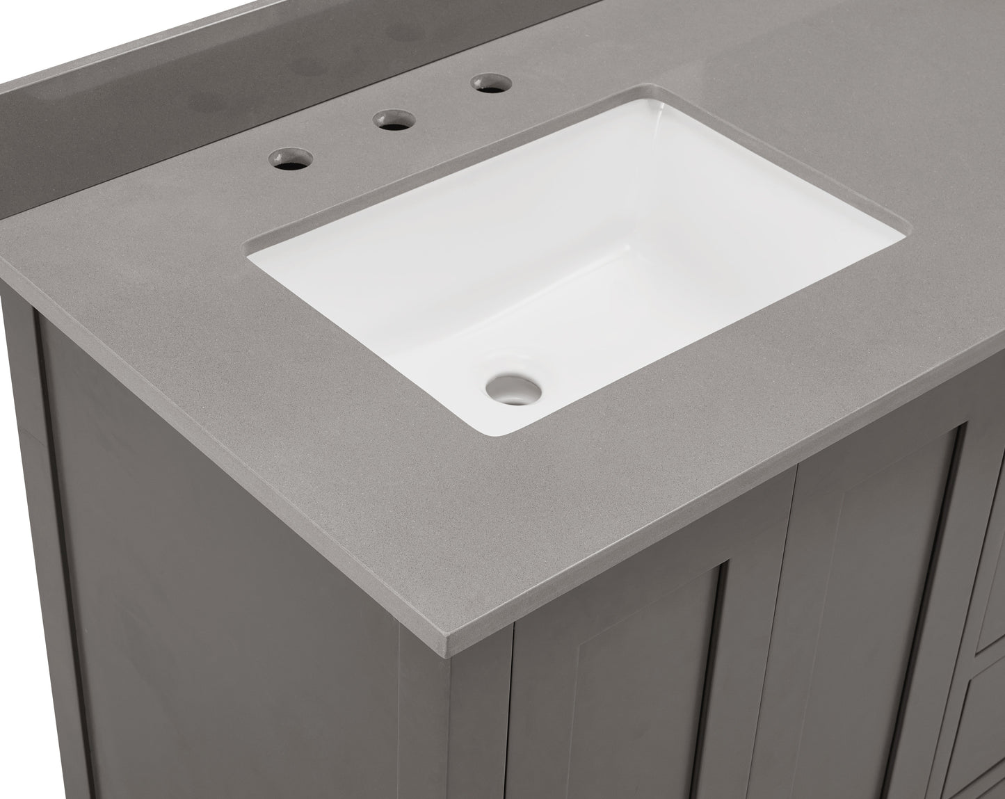 61" Composite Stone Vanity Top in Concrete Grey with White Sink