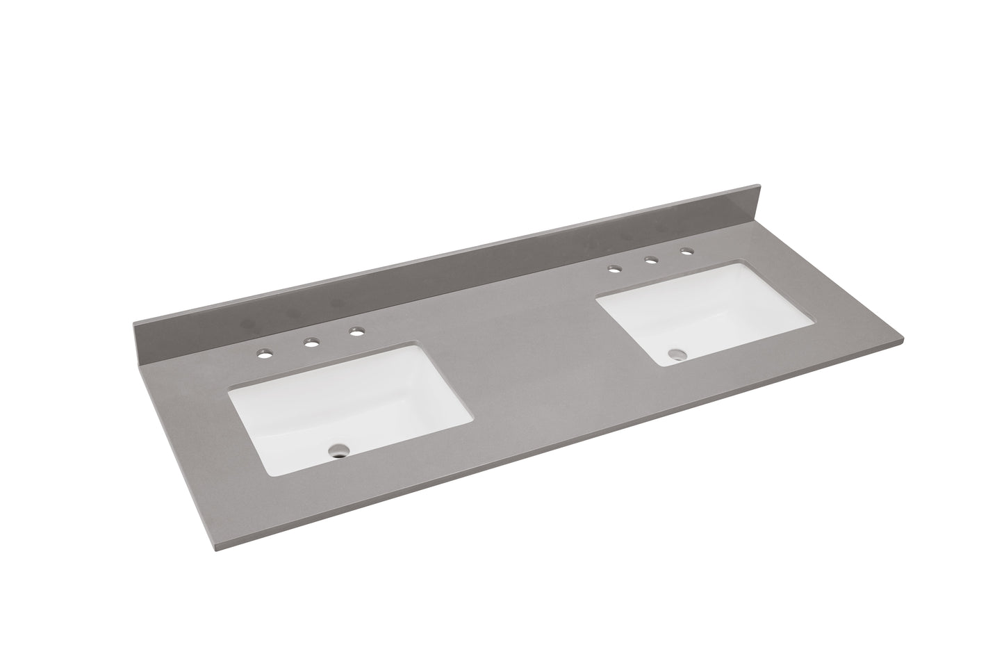 61" Composite Stone Vanity Top in Concrete Grey with White Sink