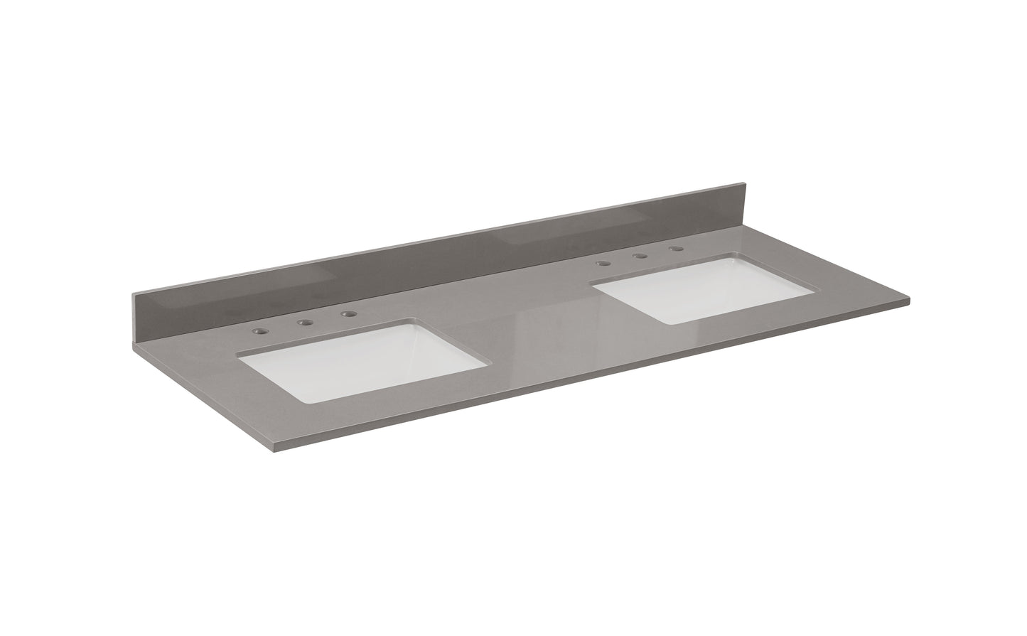 61" Composite Stone Vanity Top in Concrete Grey with White Sink