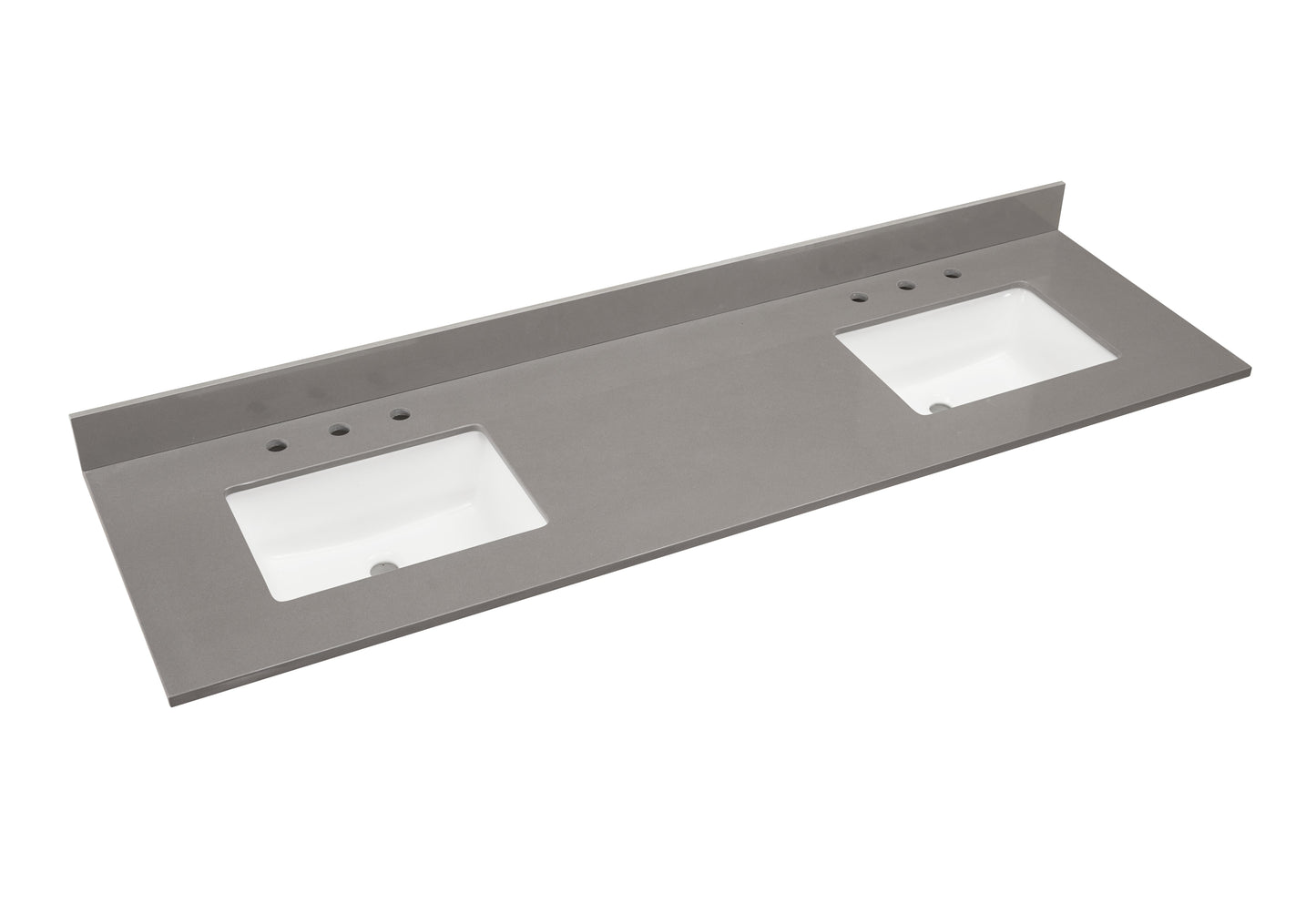 67" Composite Stone Vanity Top in Concrete Grey with White Sink