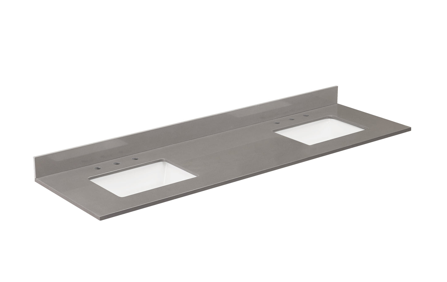 67" Composite Stone Vanity Top in Concrete Grey with White Sink