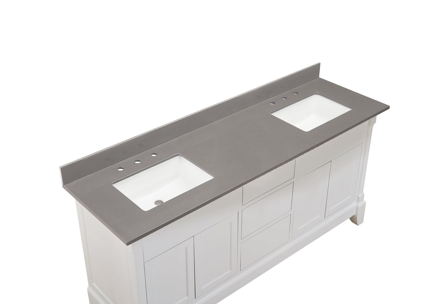 67" Composite Stone Vanity Top in Concrete Grey with White Sink