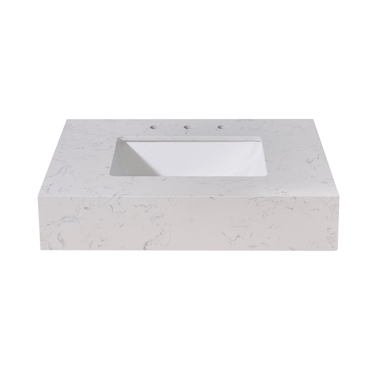 30" Composite Stone Vanity Top in Aosta White Apron with White Sink