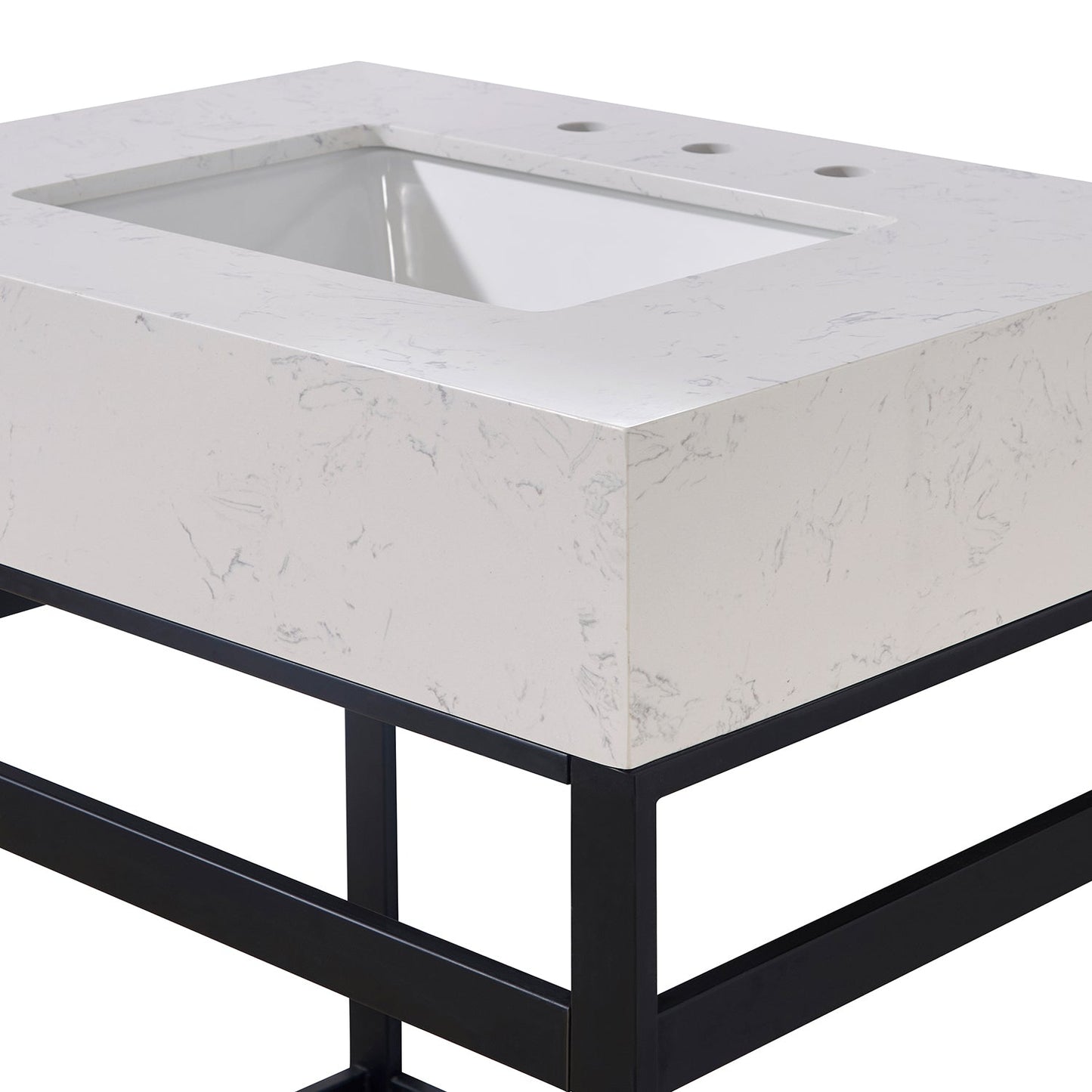 30" Composite Stone Vanity Top in Aosta White Apron with White Sink