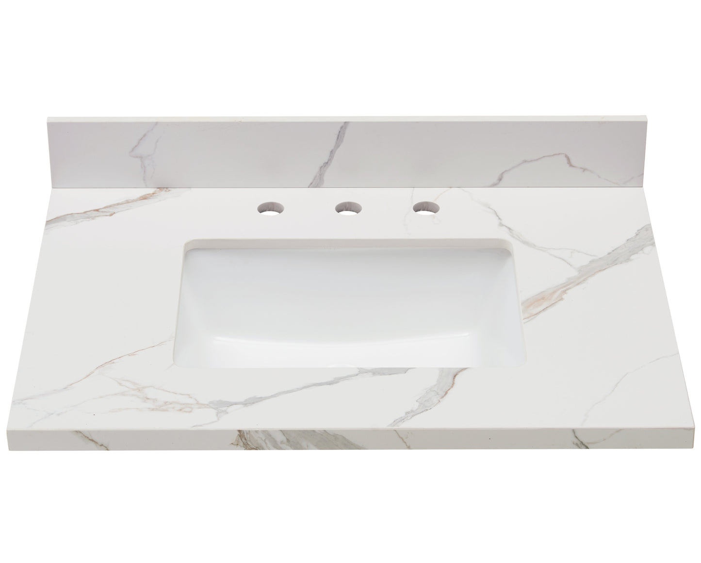 31" Sintered Stone Vanity Top in Calacatta White with White Sink