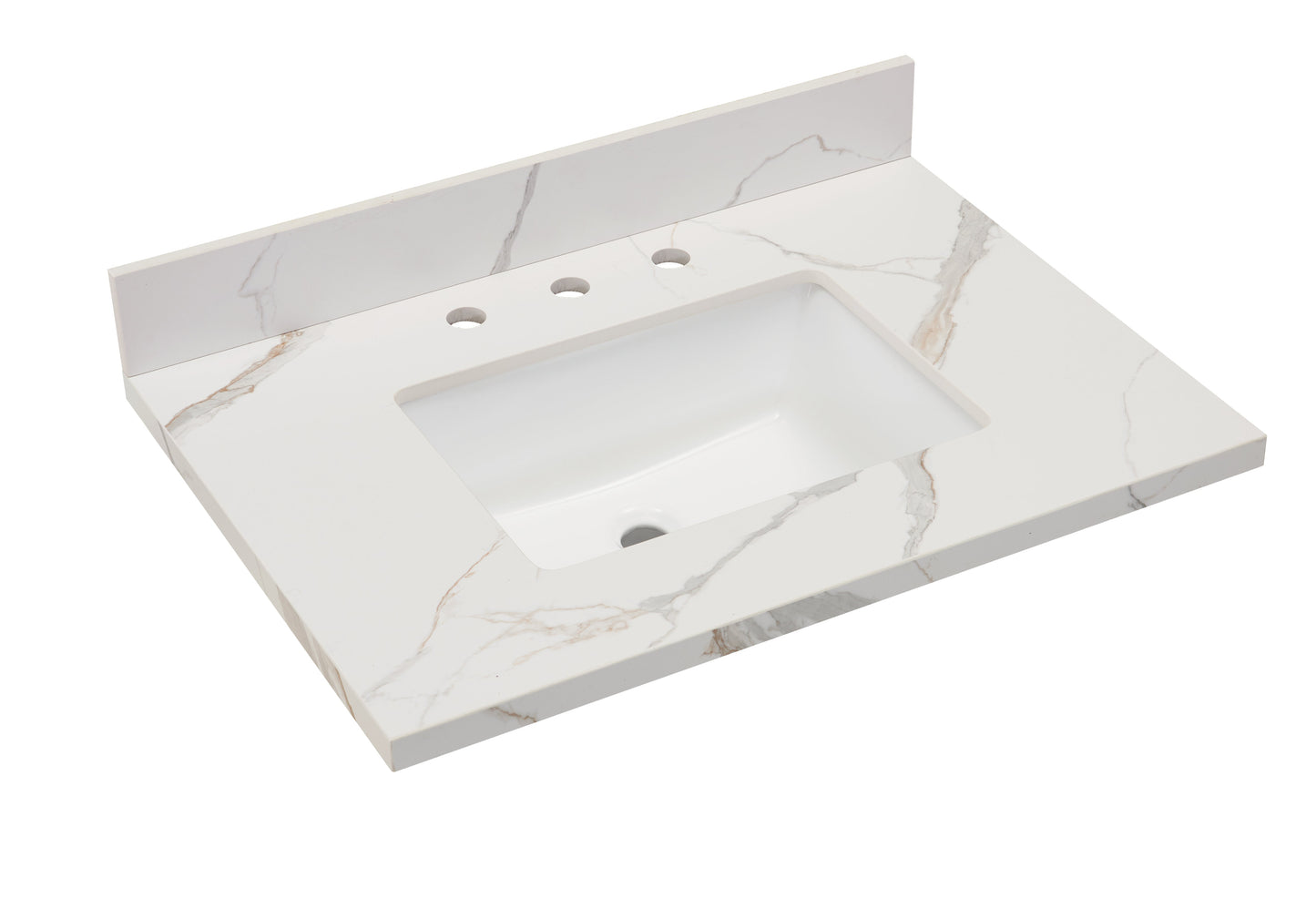 31" Sintered Stone Vanity Top in Calacatta White with White Sink
