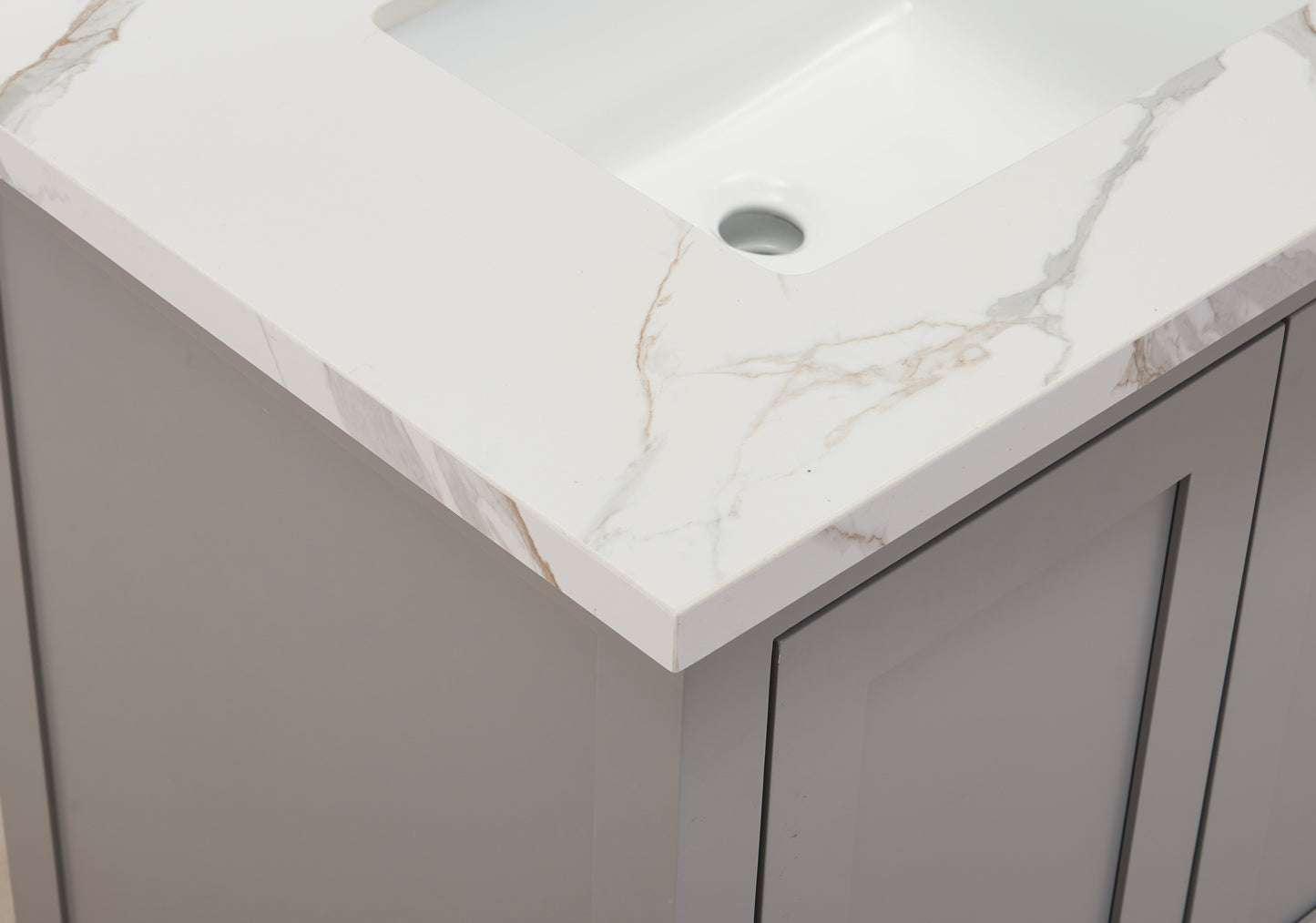 31" Sintered Stone Vanity Top in Calacatta White with White Sink