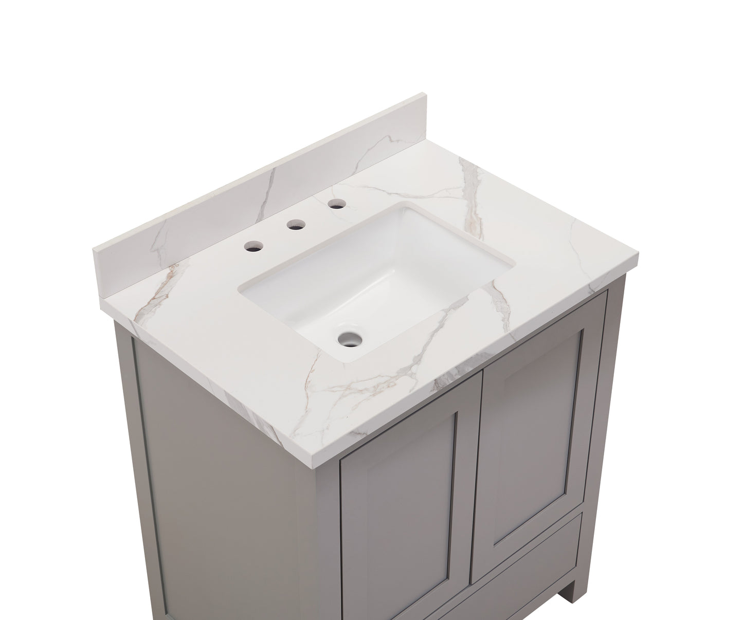31" Sintered Stone Vanity Top in Calacatta White with White Sink