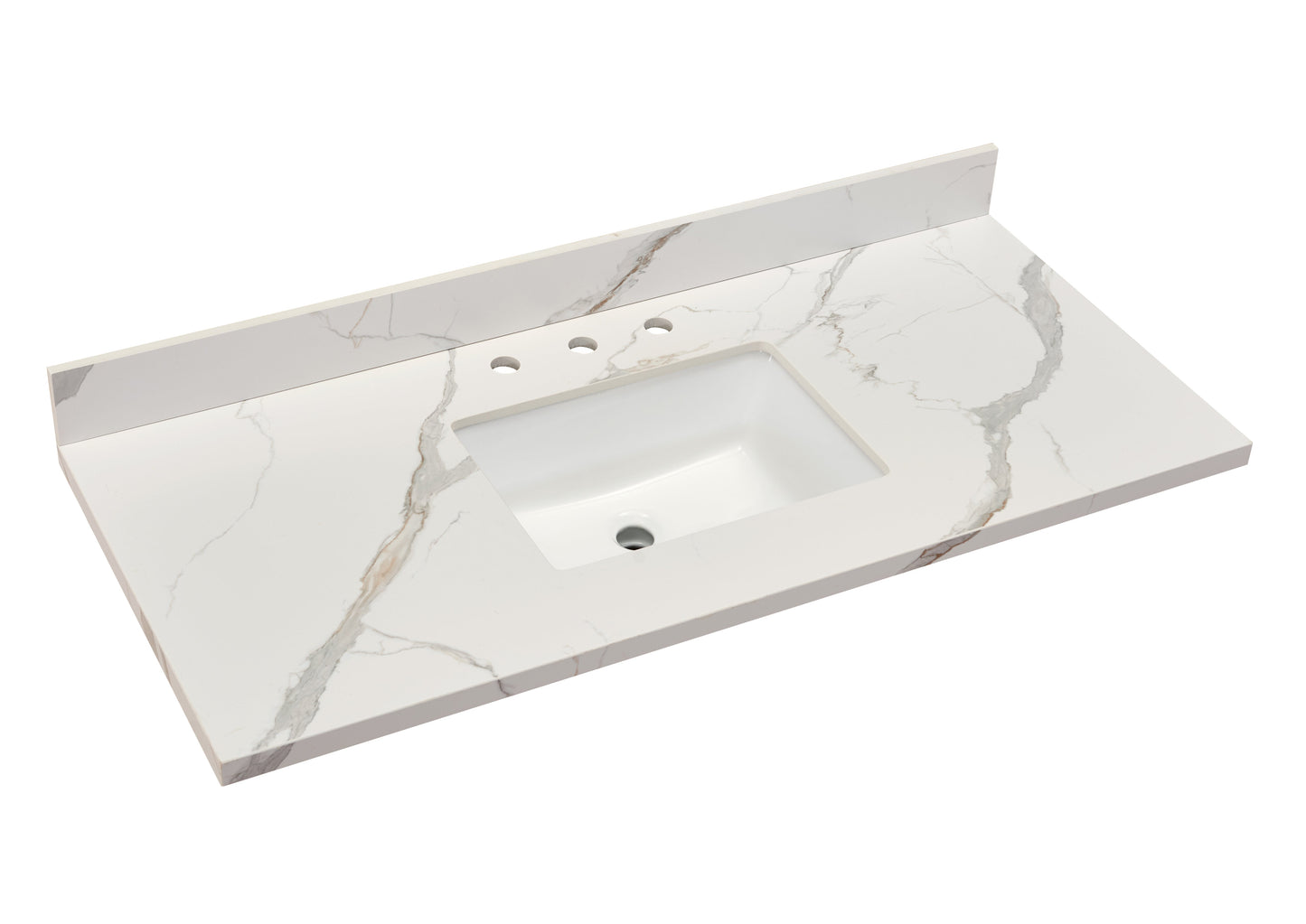 49" Sintered Stone Vanity Top in Calacatta White with White Sink
