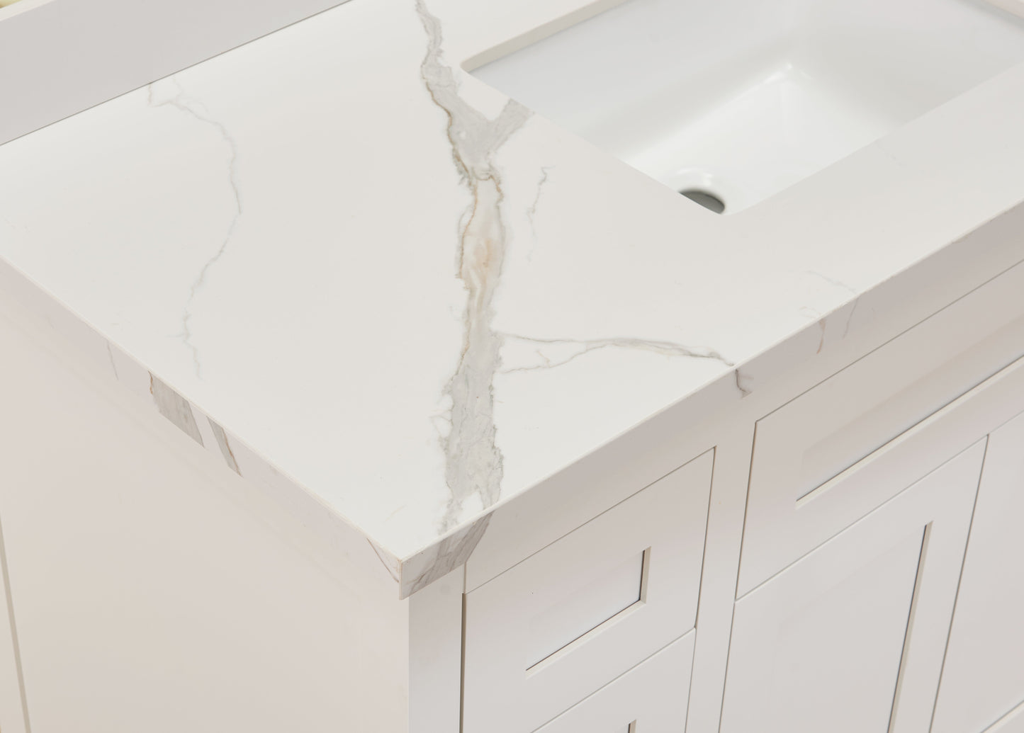 49" Sintered Stone Vanity Top in Calacatta White with White Sink