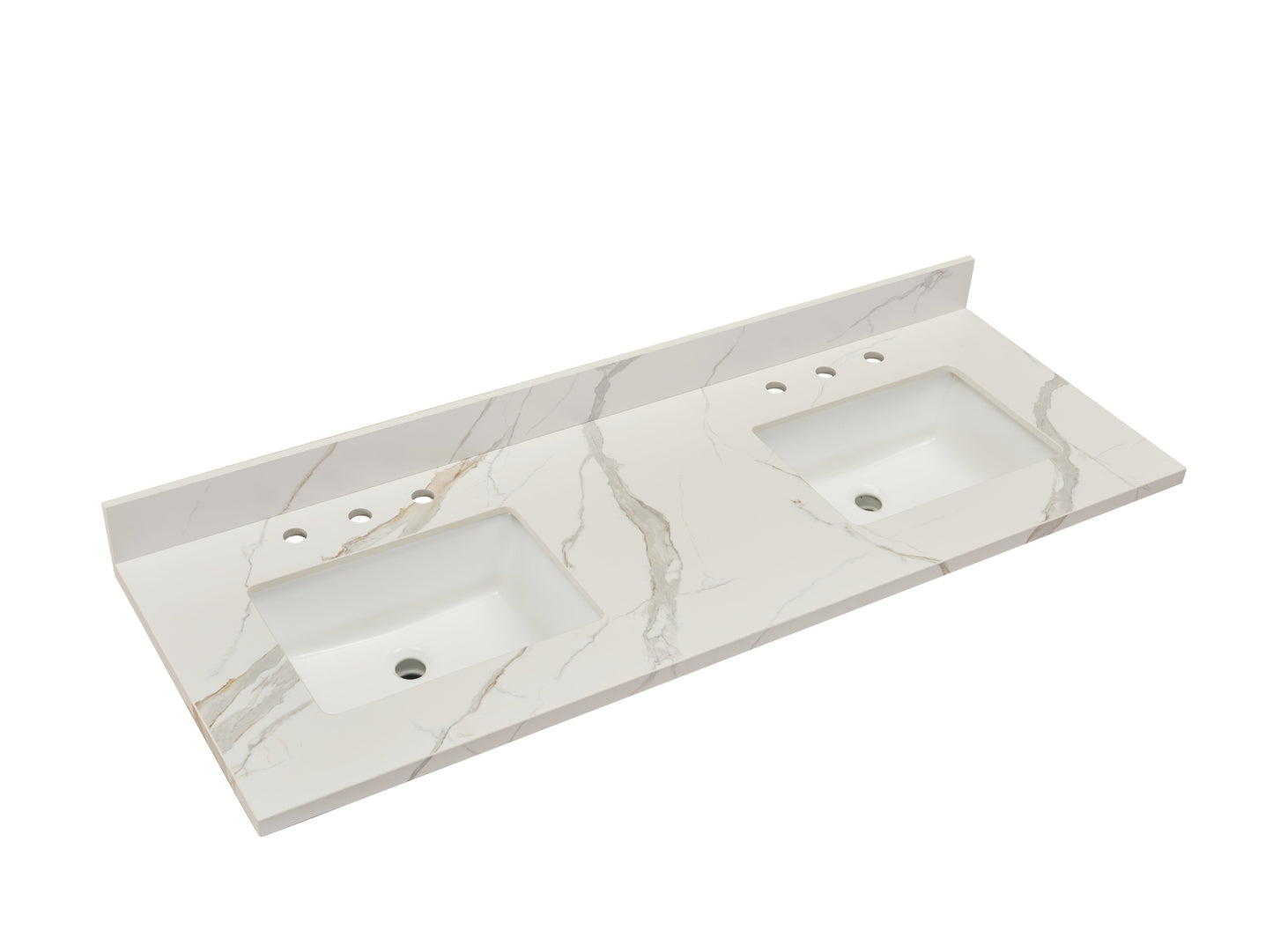 61" Sintered Stone Vanity Top in Calacatta White with White Sink