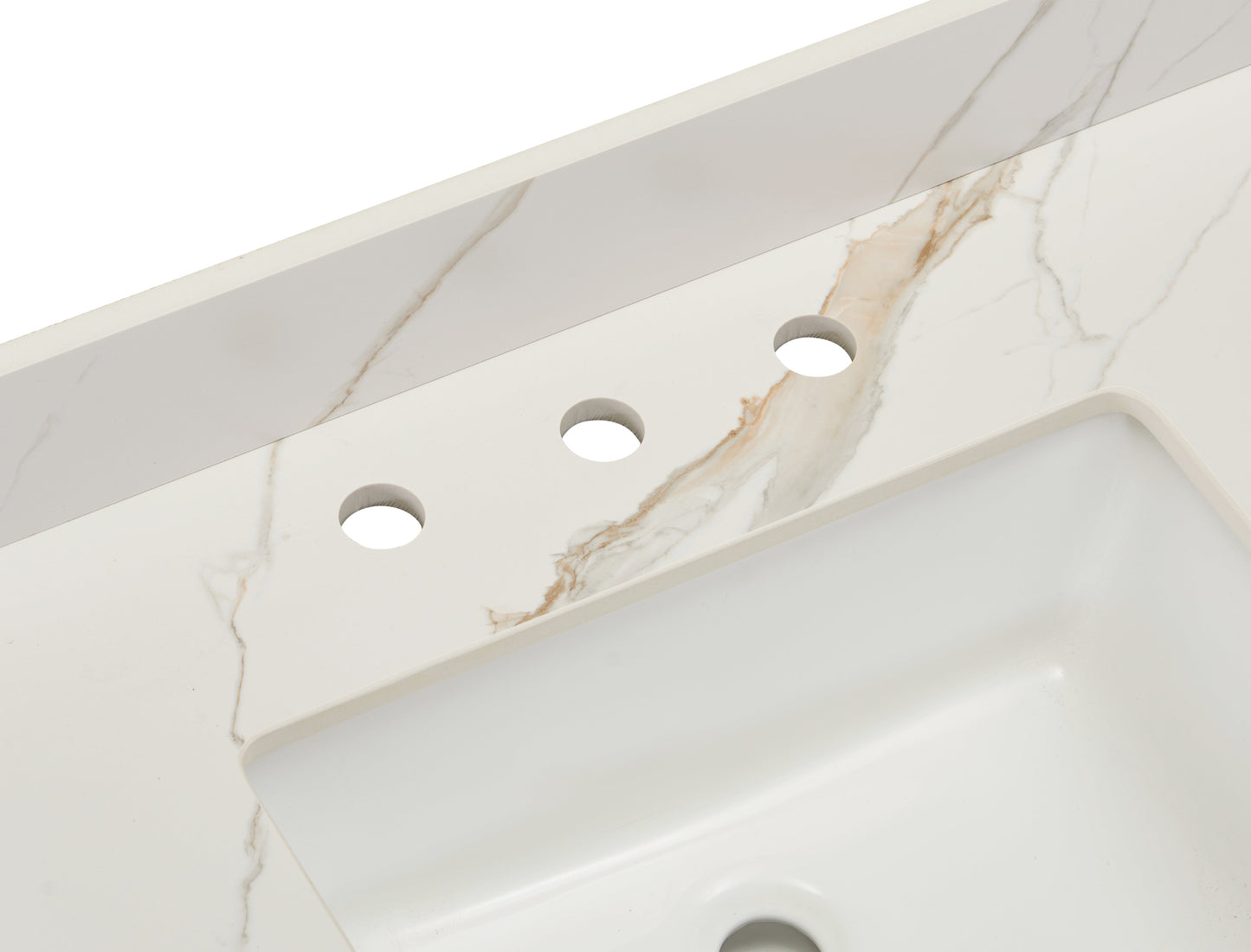 61" Sintered Stone Vanity Top in Calacatta White with White Sink