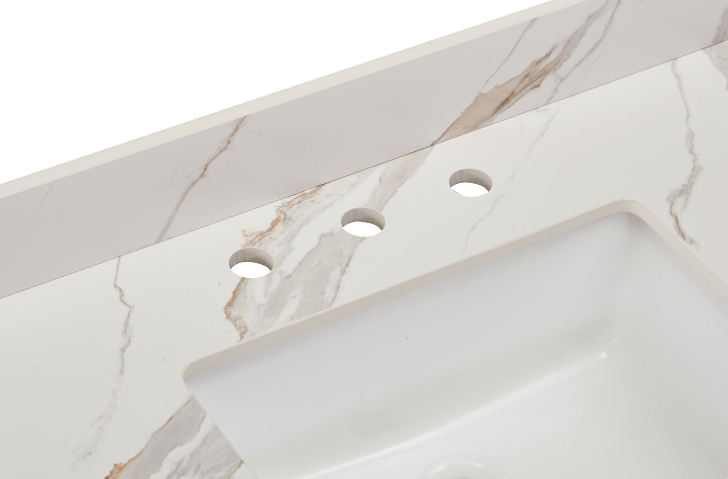 73" Sintered Stone Vanity Top in Calacatta White with White Sink