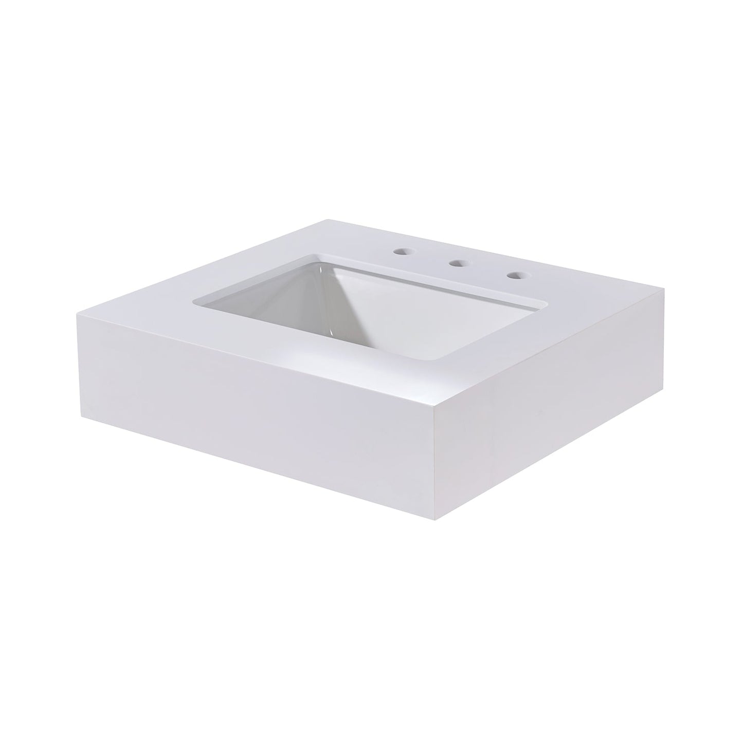 24" Composite Stone Vanity Top in Snow White Apron with White Sink