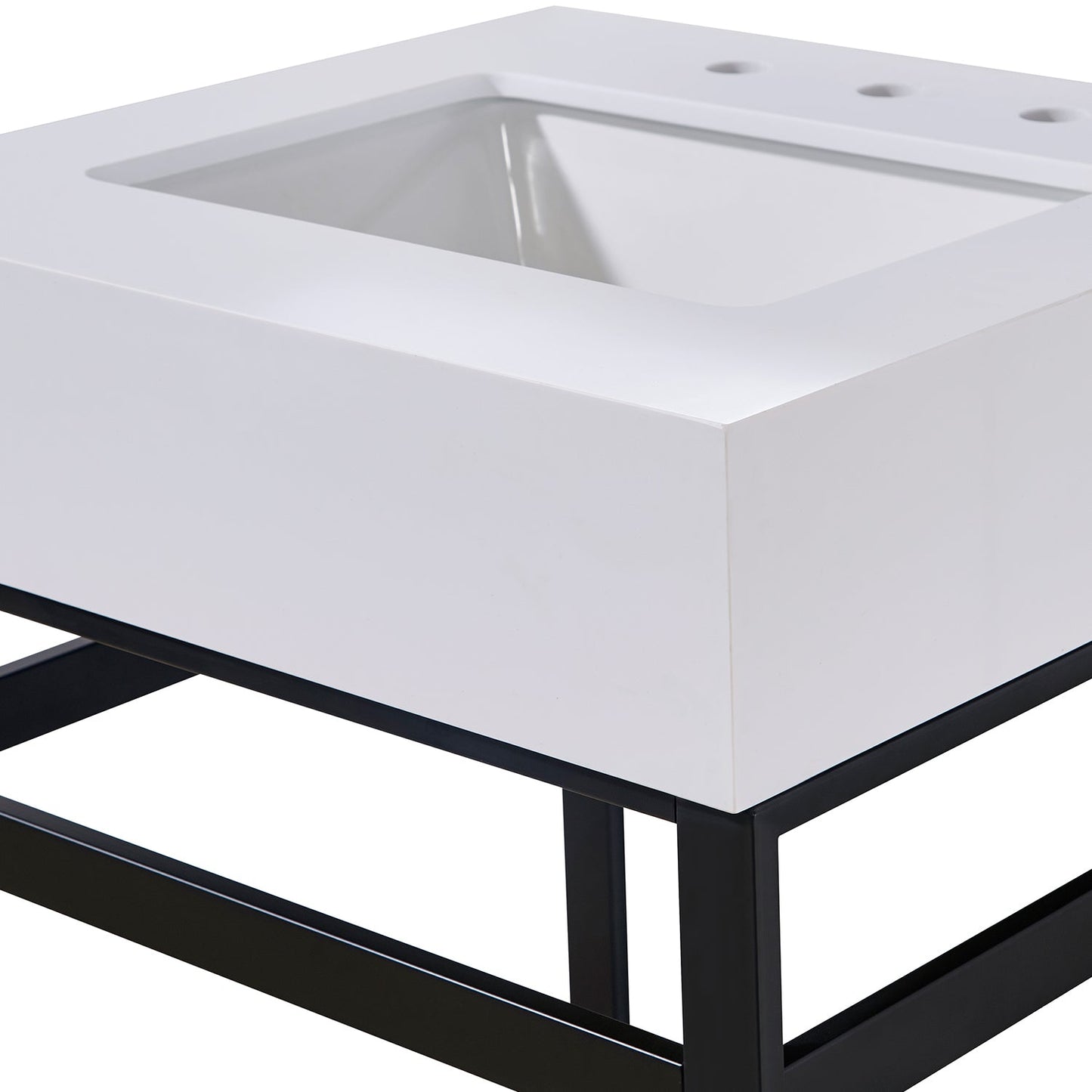 24" Composite Stone Vanity Top in Snow White Apron with White Sink