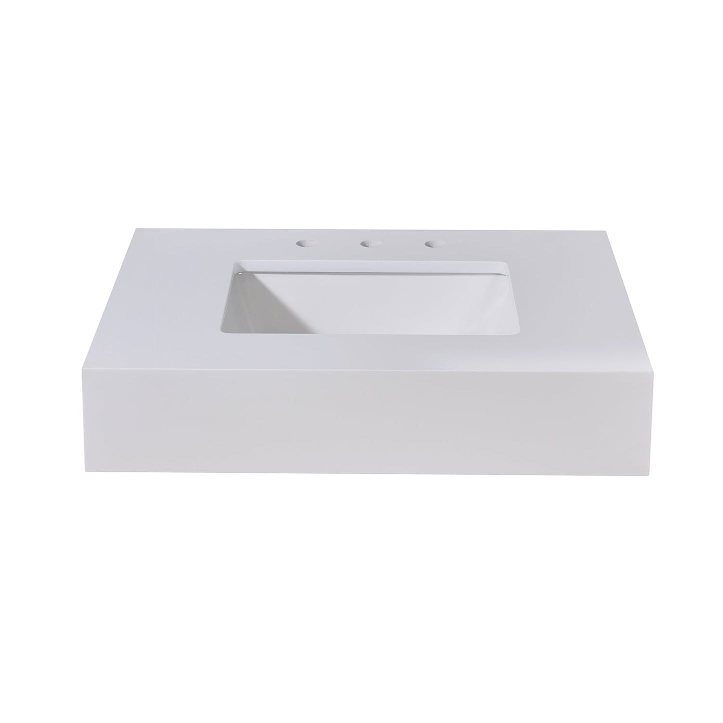 30" Composite Stone Vanity Top in Snow White Apron with White Sink