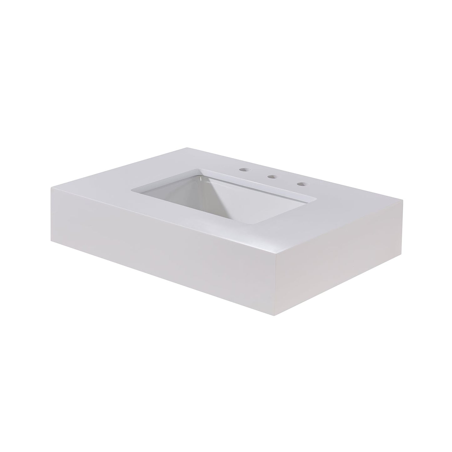 30" Composite Stone Vanity Top in Snow White Apron with White Sink