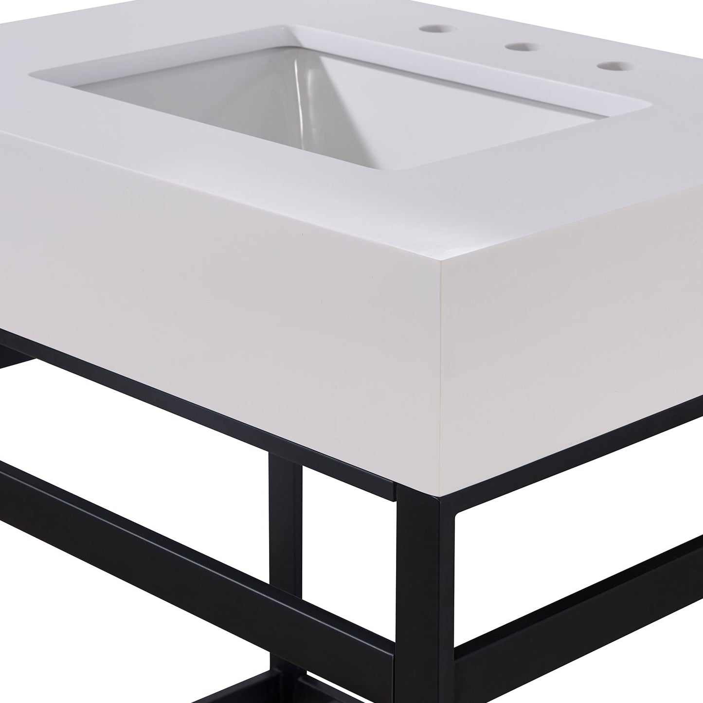 30" Composite Stone Vanity Top in Snow White Apron with White Sink