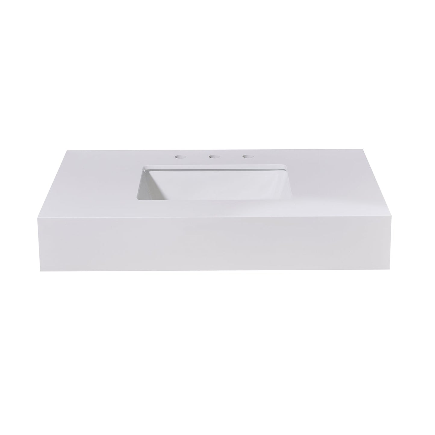 36" Composite Stone Vanity Top in Snow White Apron with White Sink