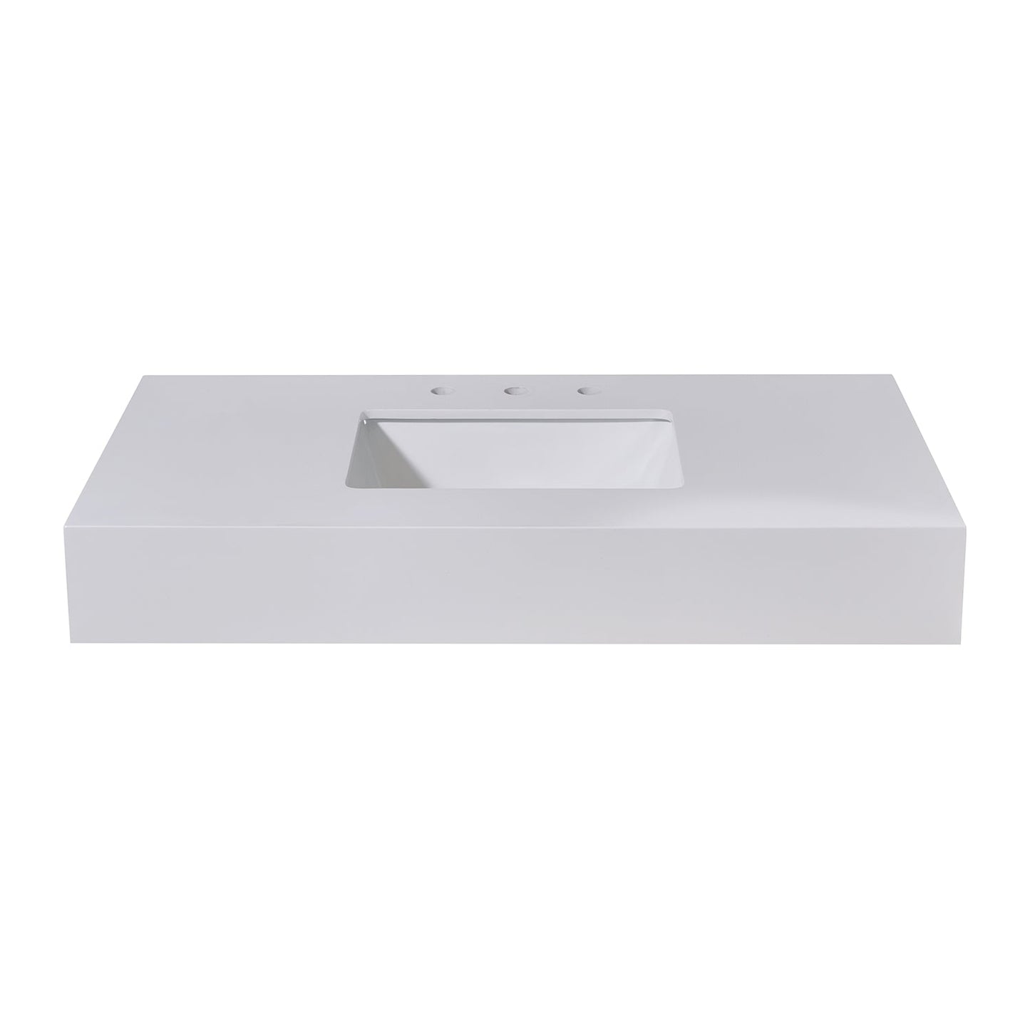 42" Composite Stone Vanity Top in Snow White Apron with White Sink