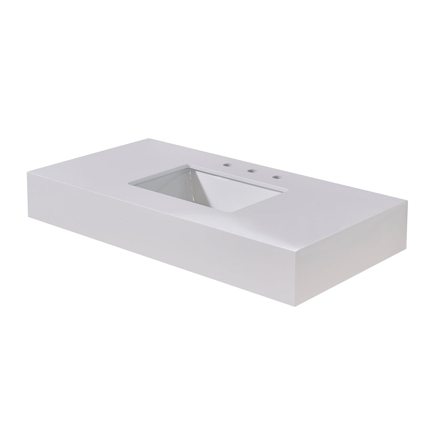 42" Composite Stone Vanity Top in Snow White Apron with White Sink