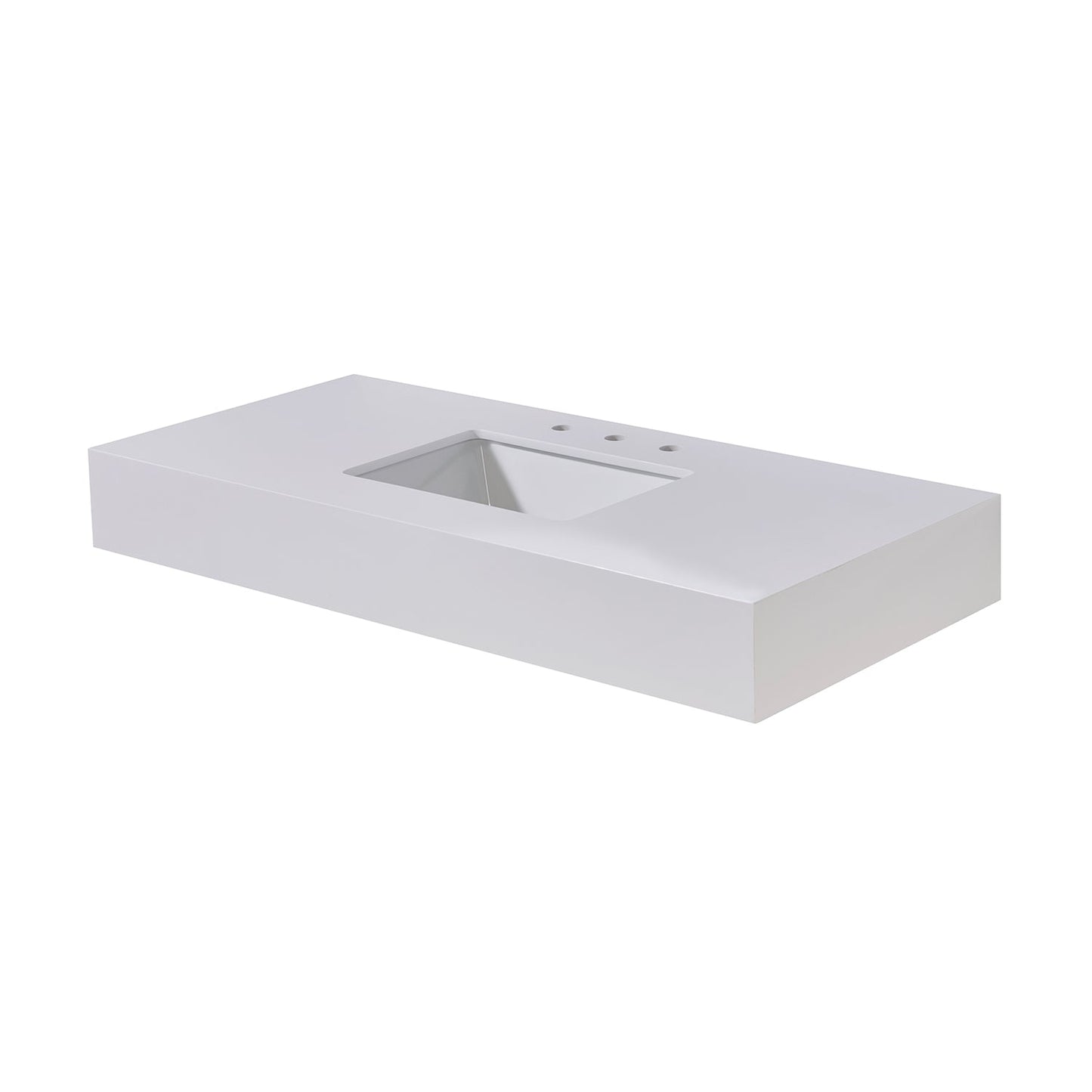 48" Composite Stone Vanity Top in Snow White Apron with White Sink
