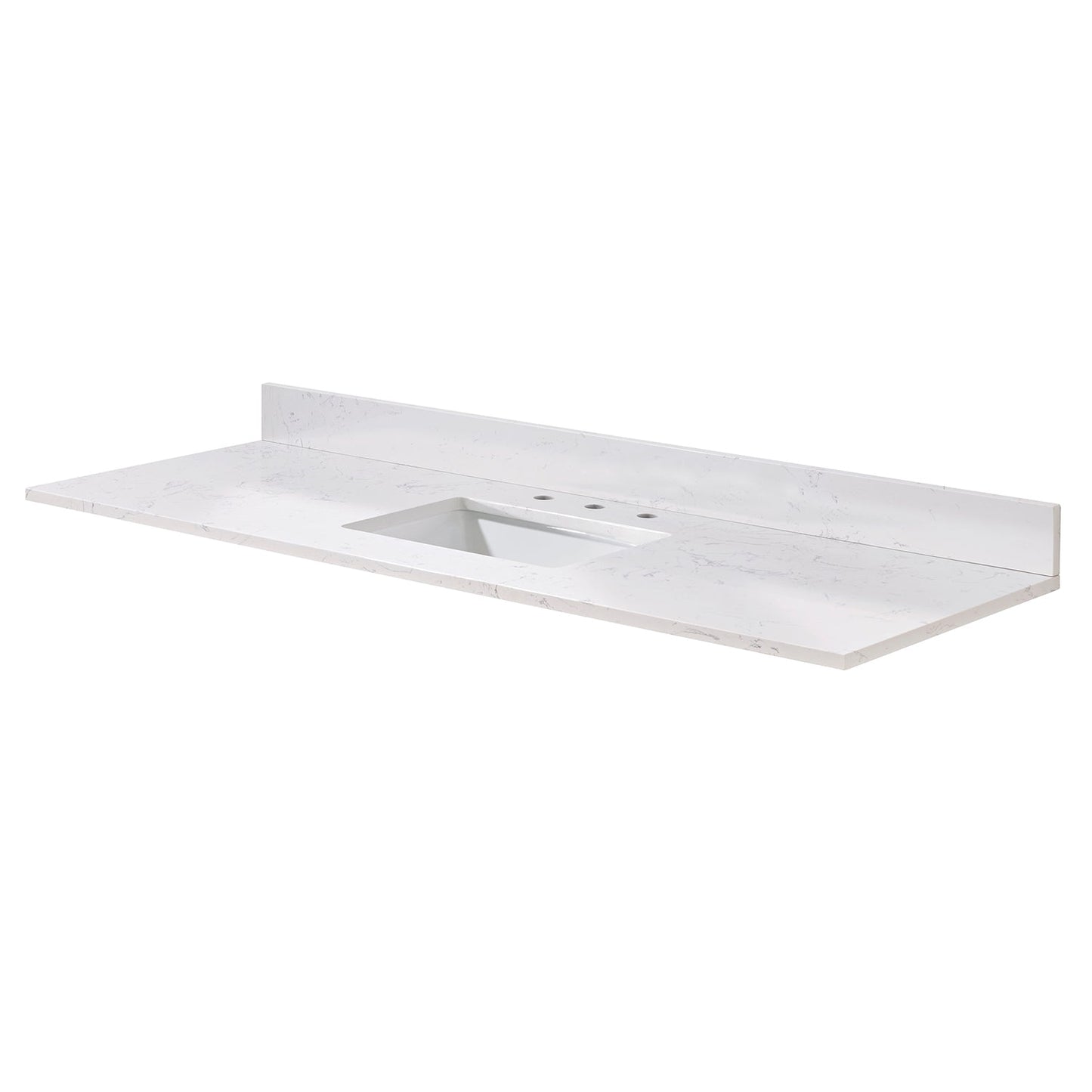 61" Composite Stone Vanity Top in Aosta White with Single White Sink