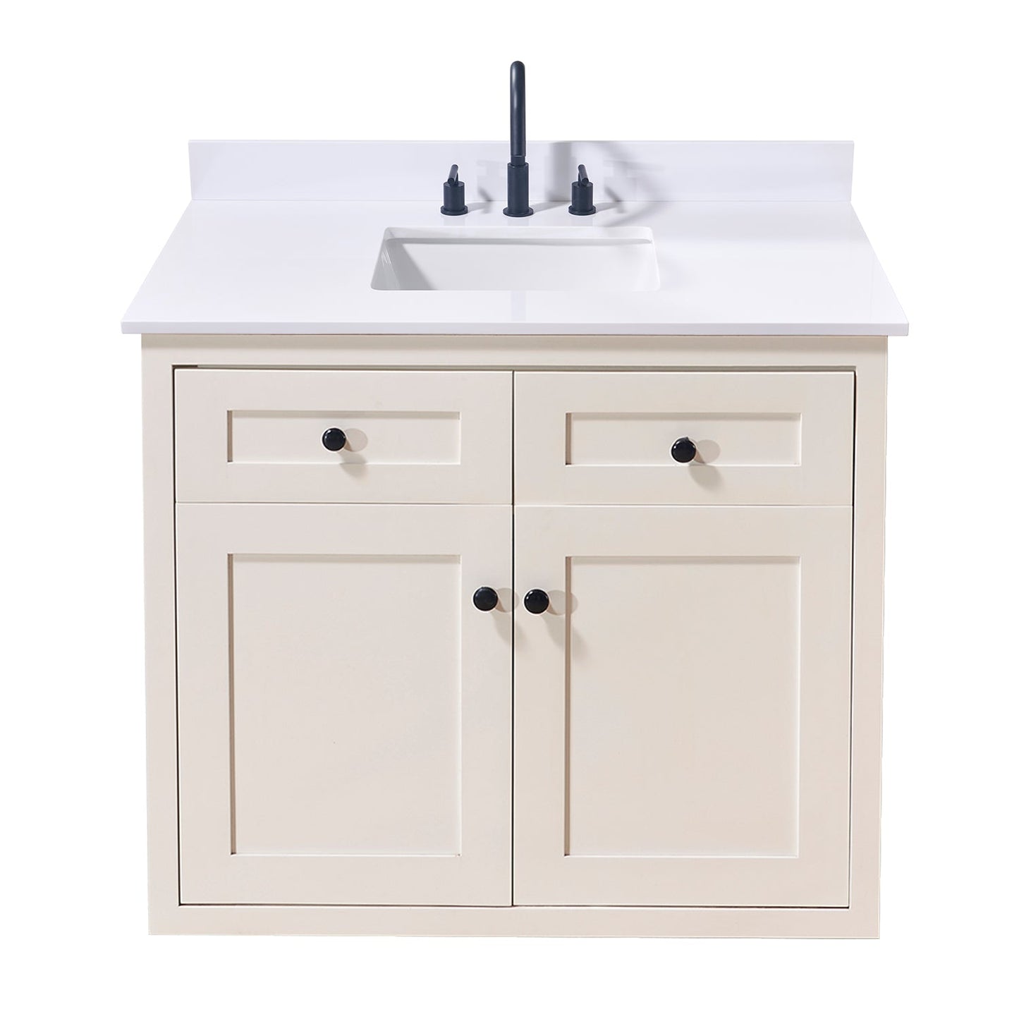 43" Composite Stone Vanity Top in Snow White with White Sink