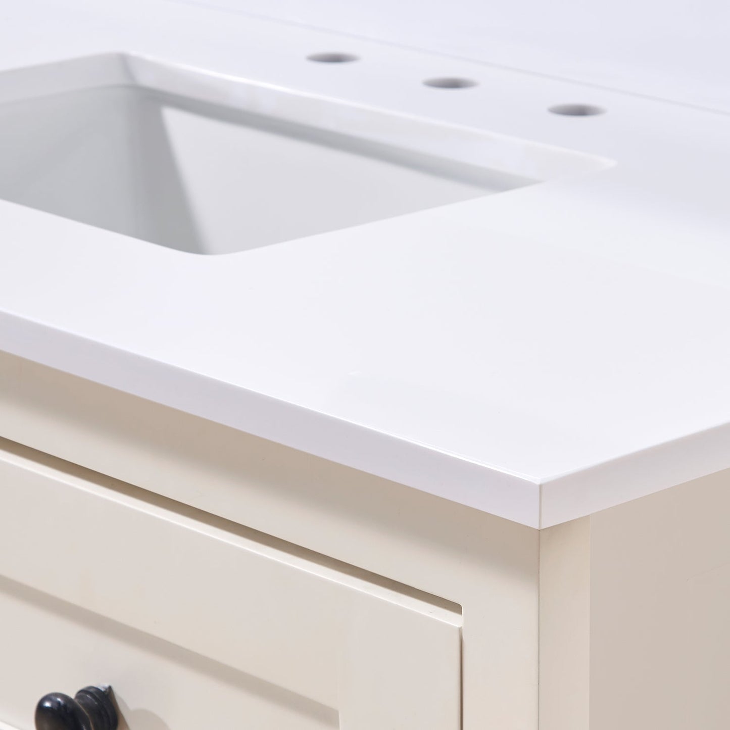 43" Composite Stone Vanity Top in Snow White with White Sink