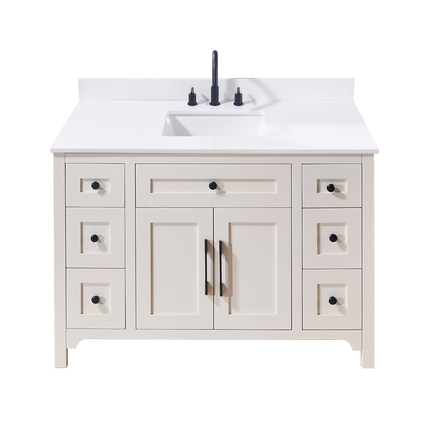 49" Composite Stone Vanity Top in Snow White with White Sink
