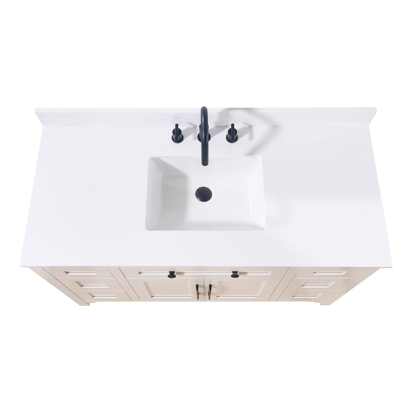 49" Composite Stone Vanity Top in Snow White with White Sink