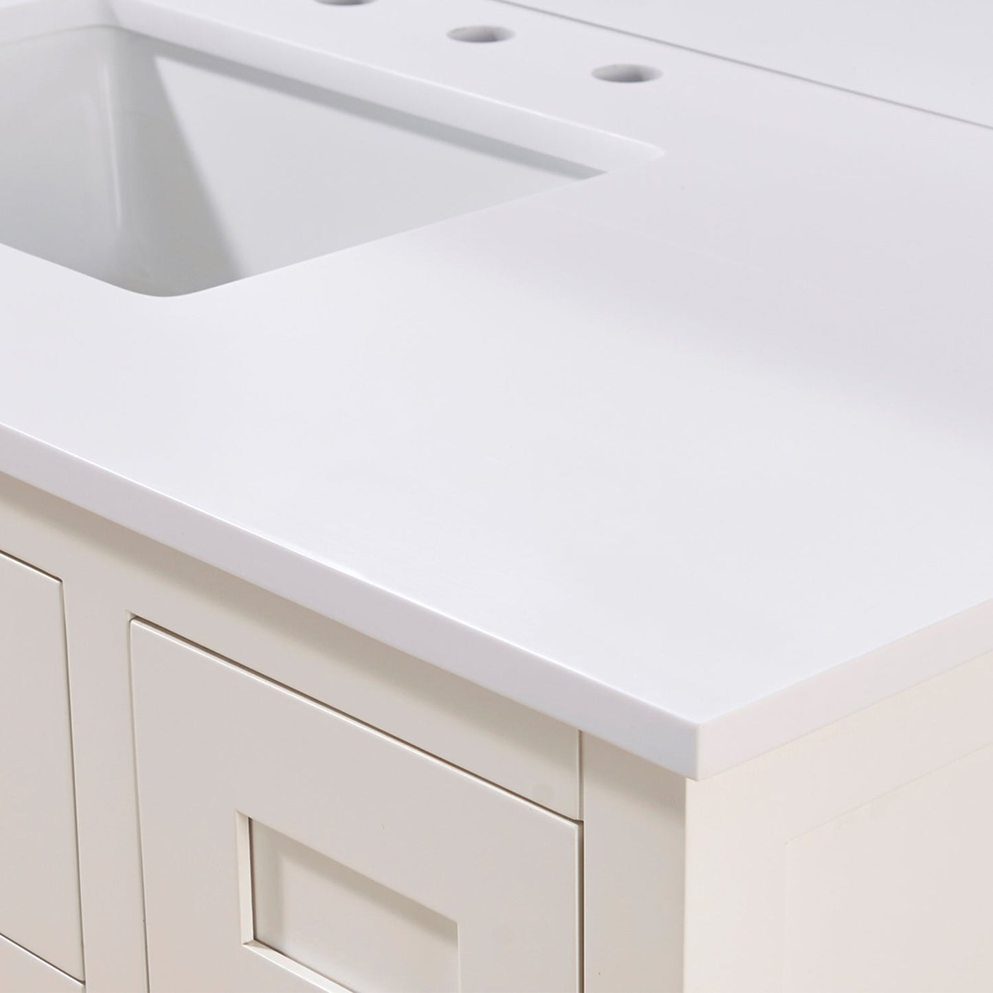 49" Composite Stone Vanity Top in Snow White with White Sink