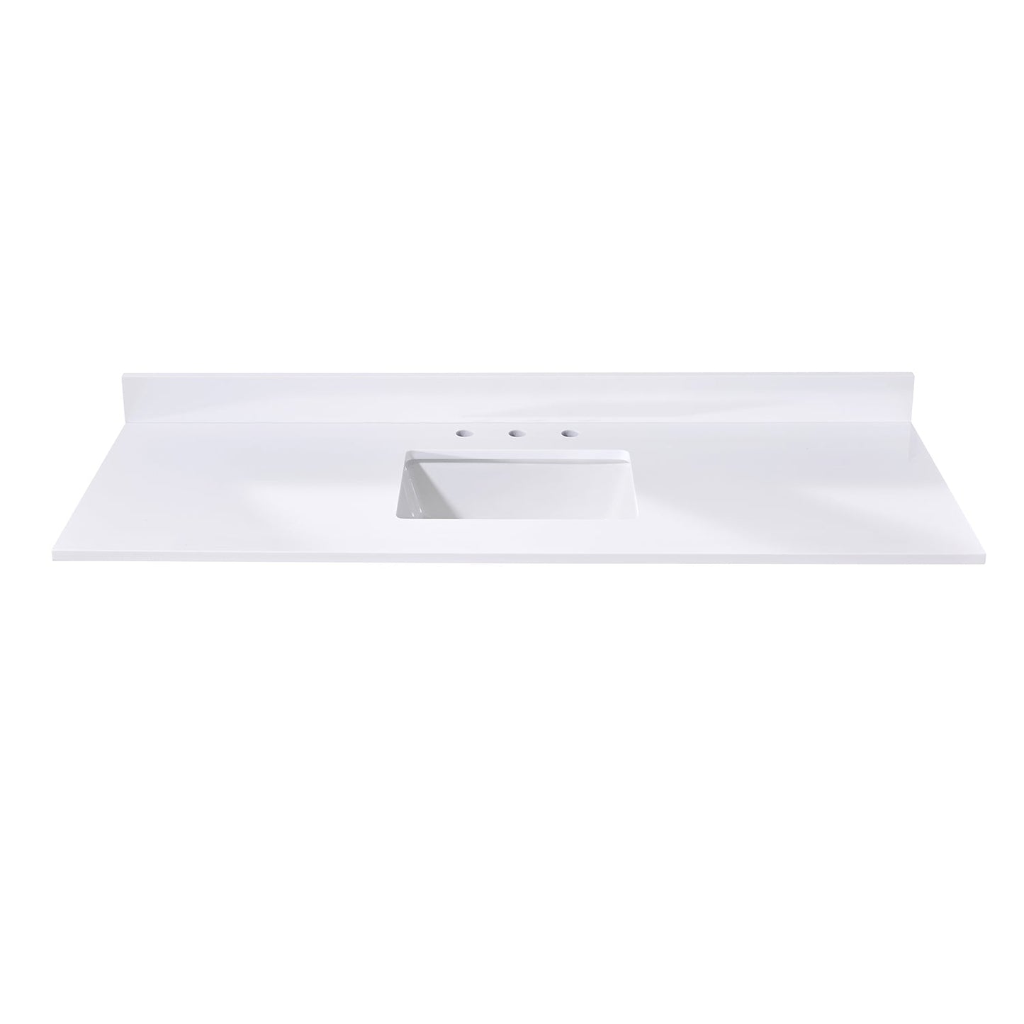 61" Composite Stone Vanity Top in Snow White with Single White Sink