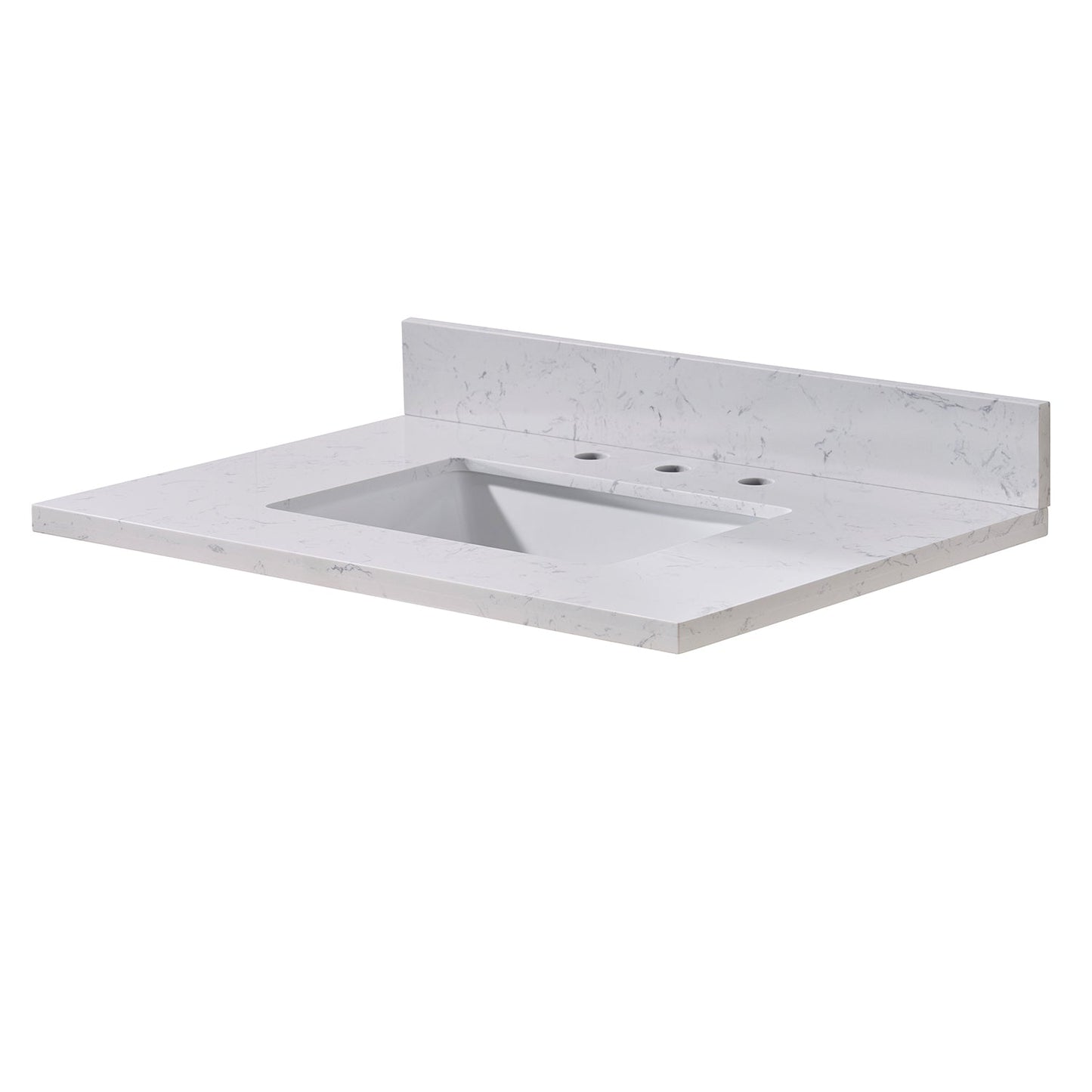 31" Composite Stone Vanity Top in Aosta White with White Sink