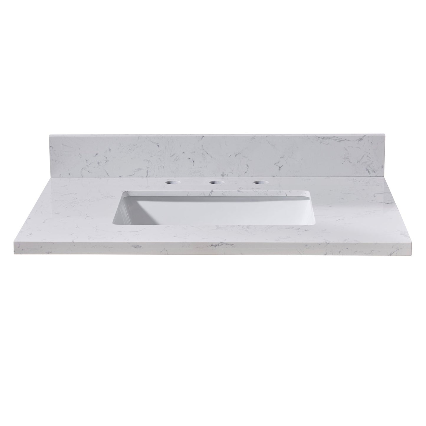 31" Composite Stone Vanity Top in Aosta White with White Sink