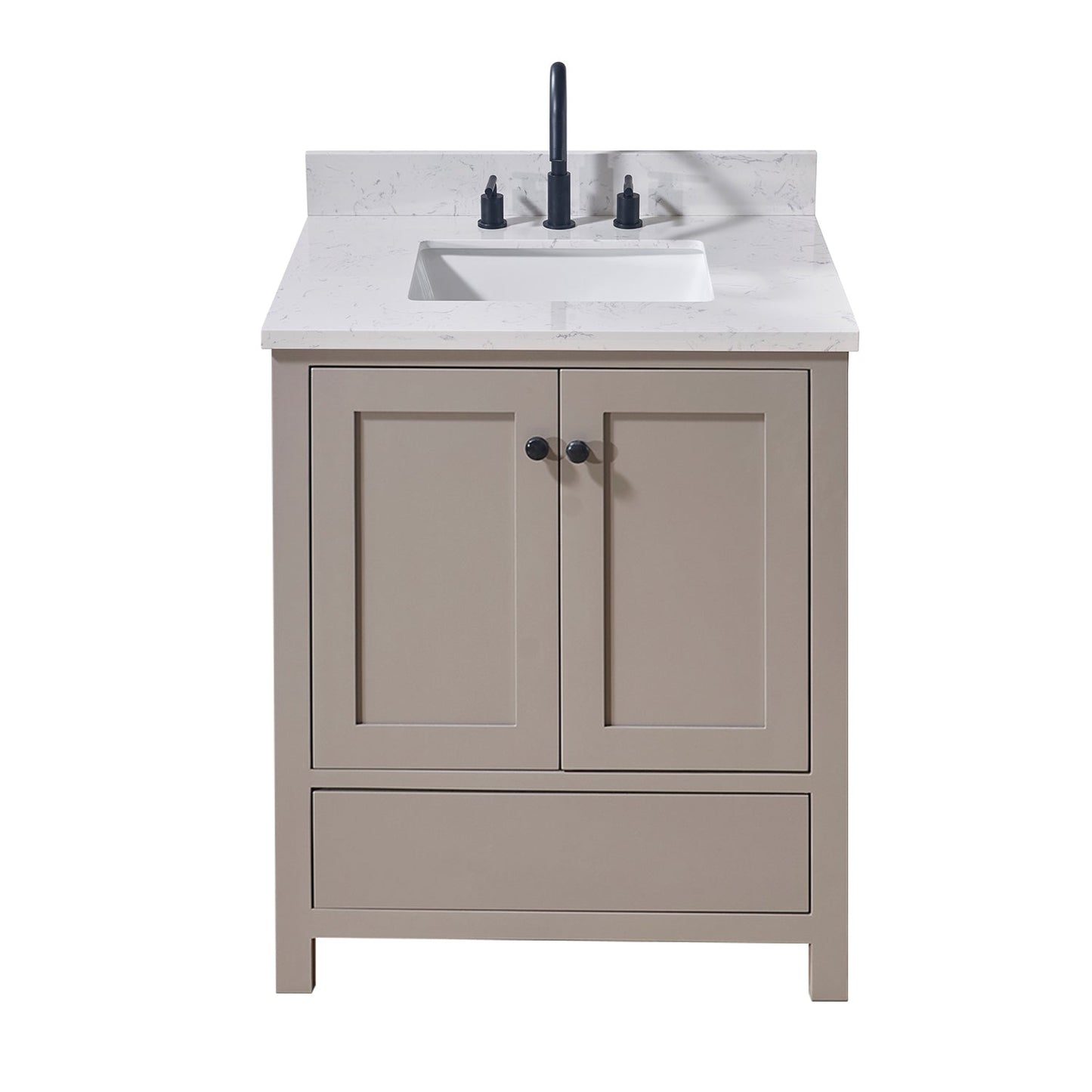 31" Composite Stone Vanity Top in Aosta White with White Sink