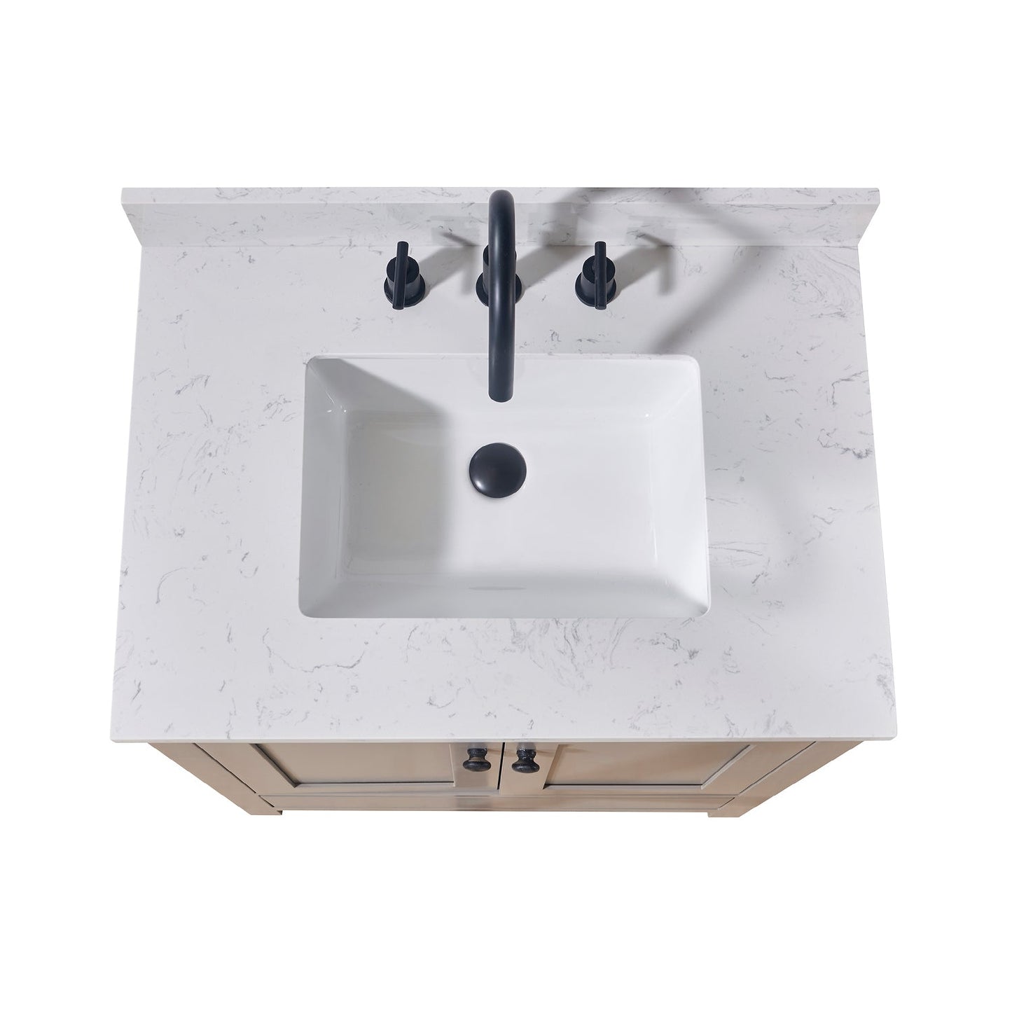 31" Composite Stone Vanity Top in Aosta White with White Sink