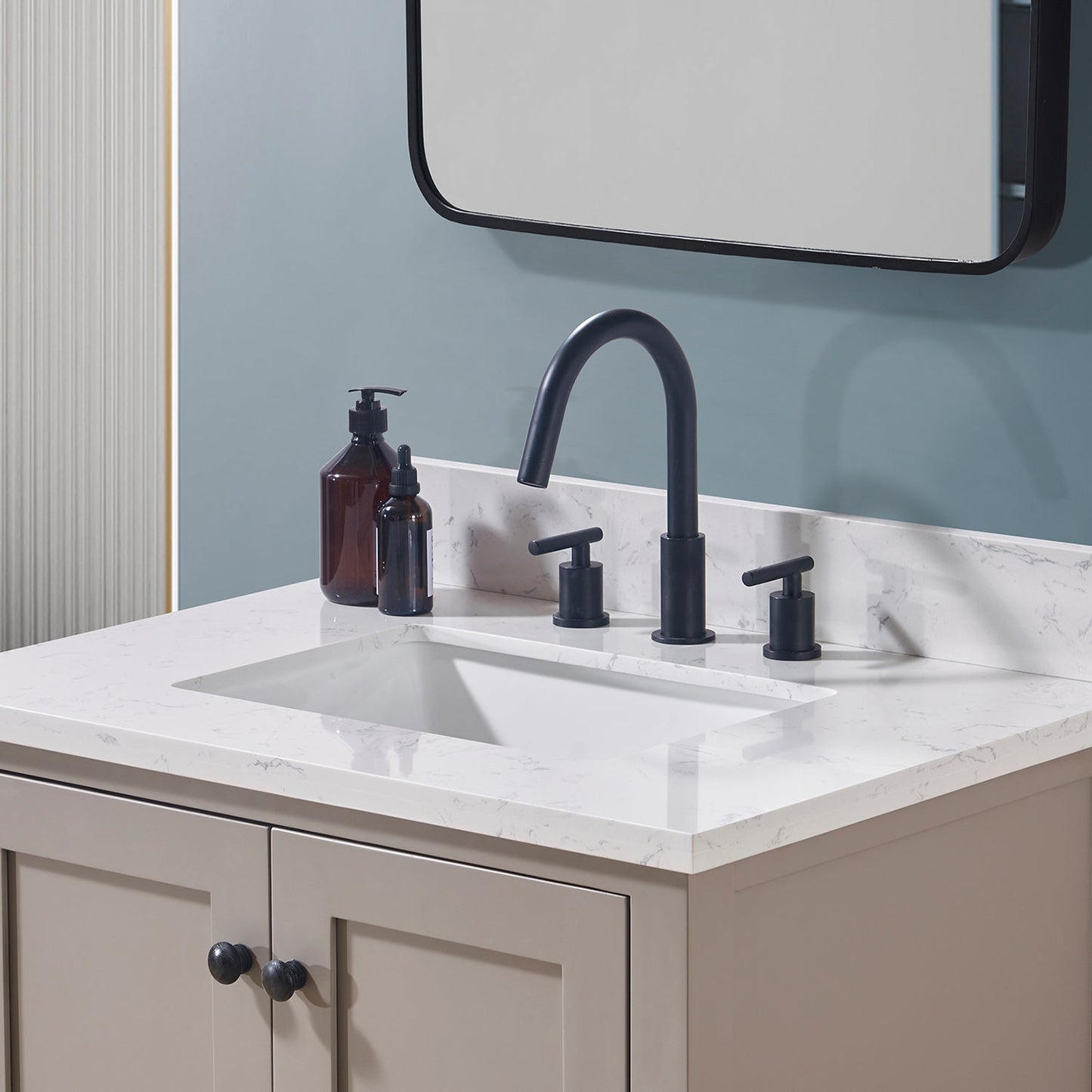 31" Composite Stone Vanity Top in Aosta White with White Sink