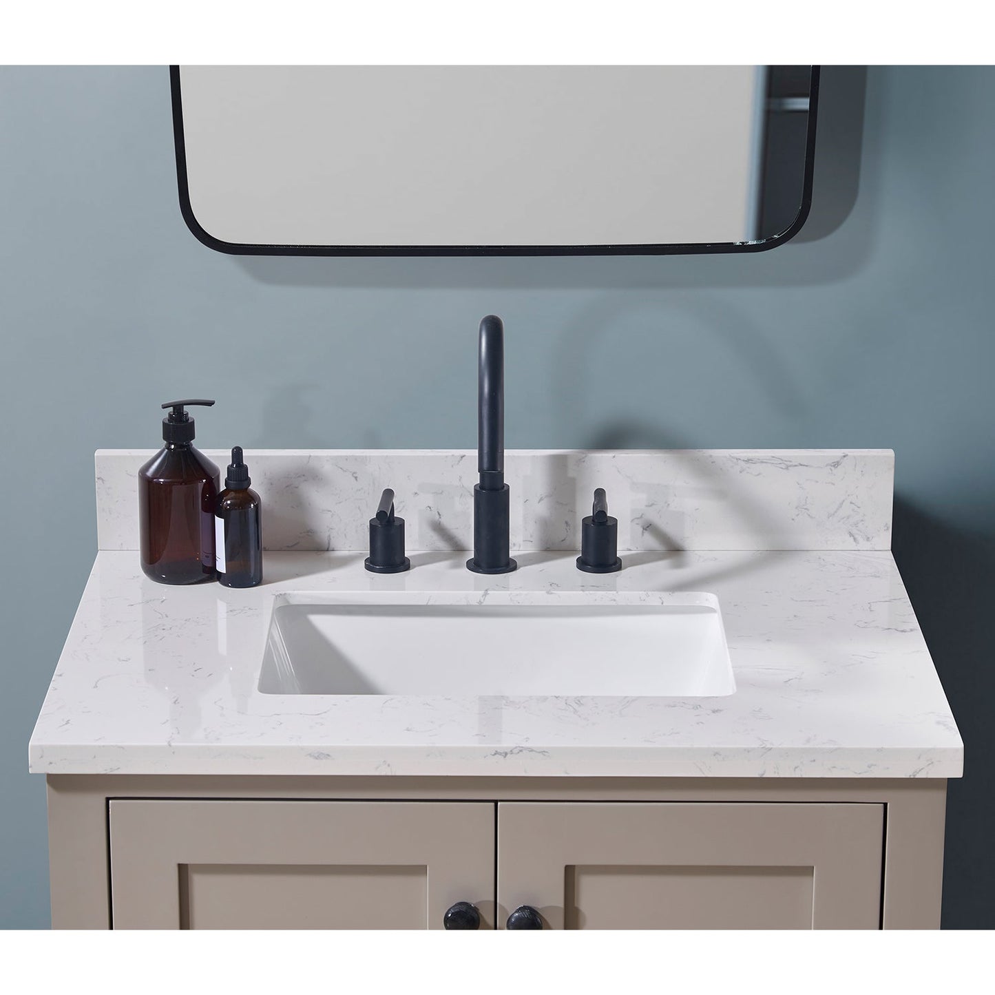 31" Composite Stone Vanity Top in Aosta White with White Sink