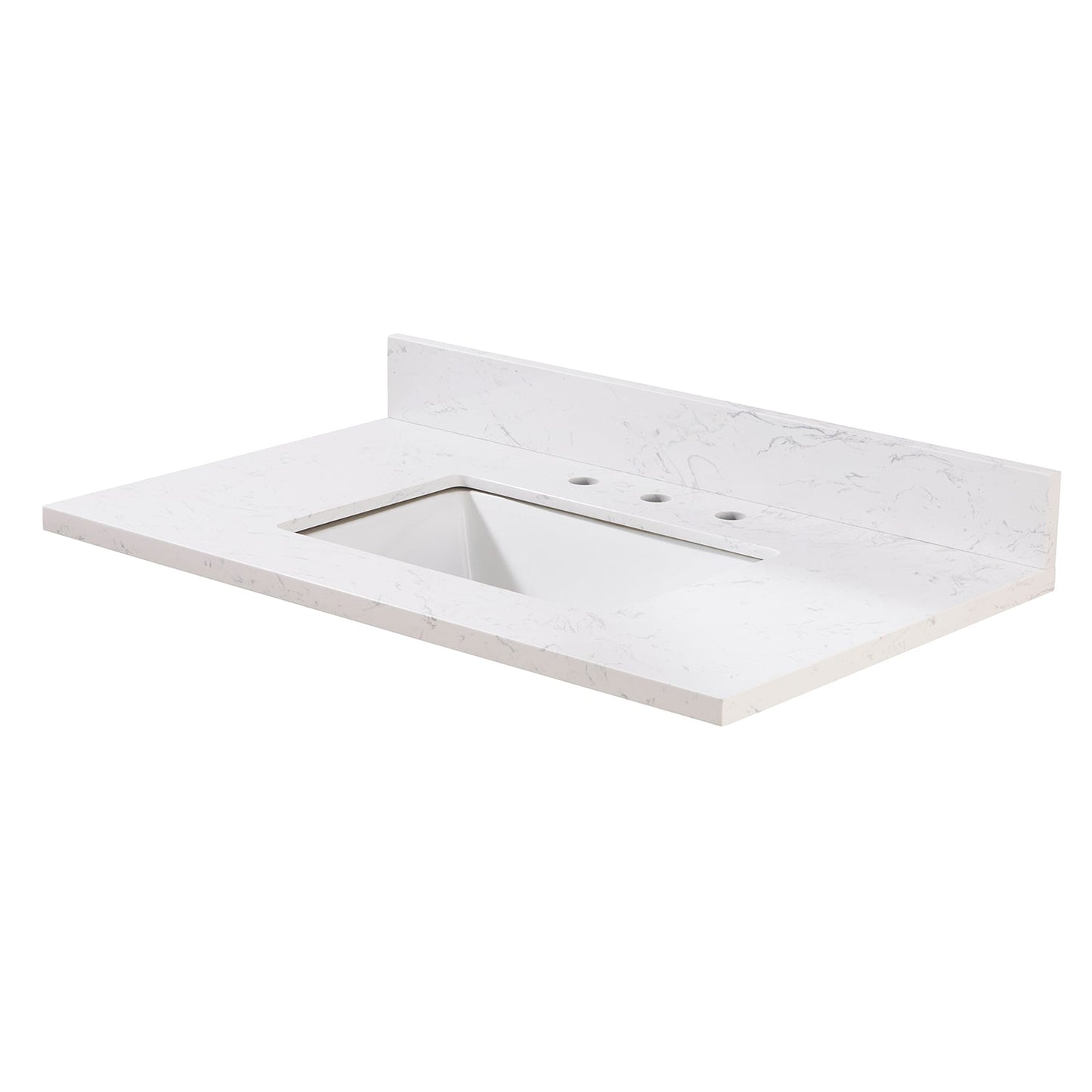 37" Composite Stone Vanity Top in Aosta White with White Sink
