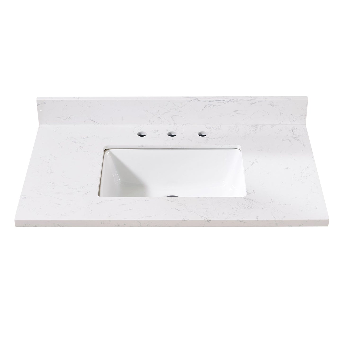 37" Composite Stone Vanity Top in Aosta White with White Sink